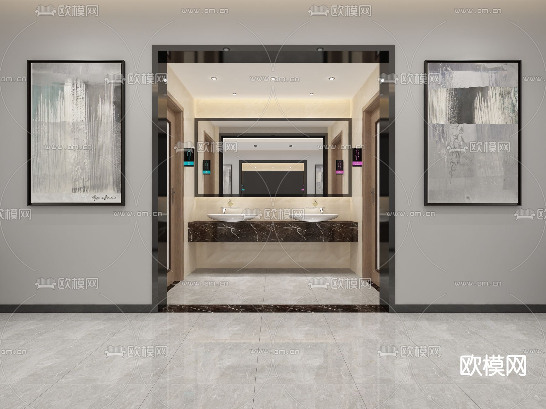 公共卫生间su模型下载（渲染图1）