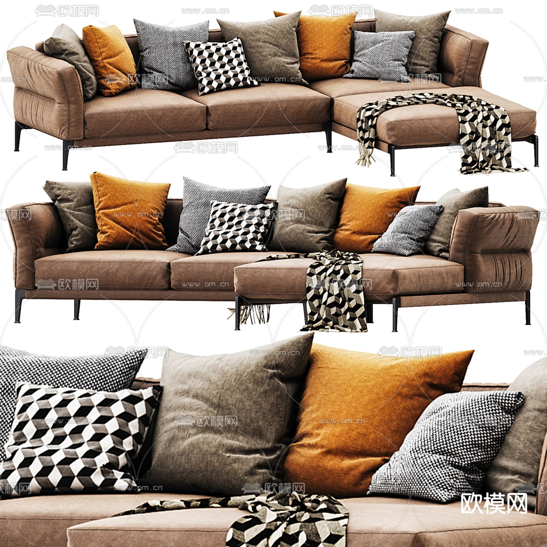 Flexform 多人沙发 转角沙发3d模型下载