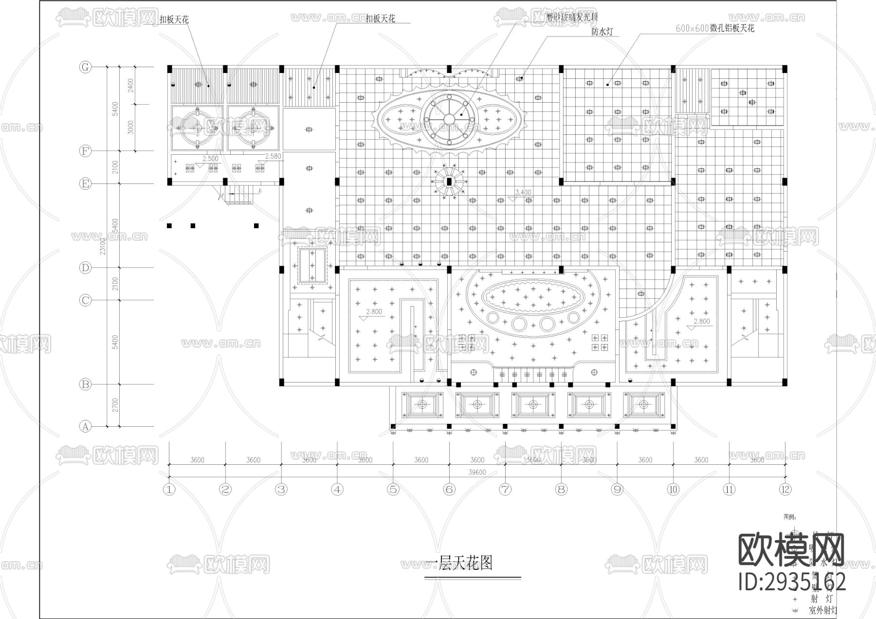 1500㎡汤泉 水疗 洗浴中心cad施工图下载（渲染图2）