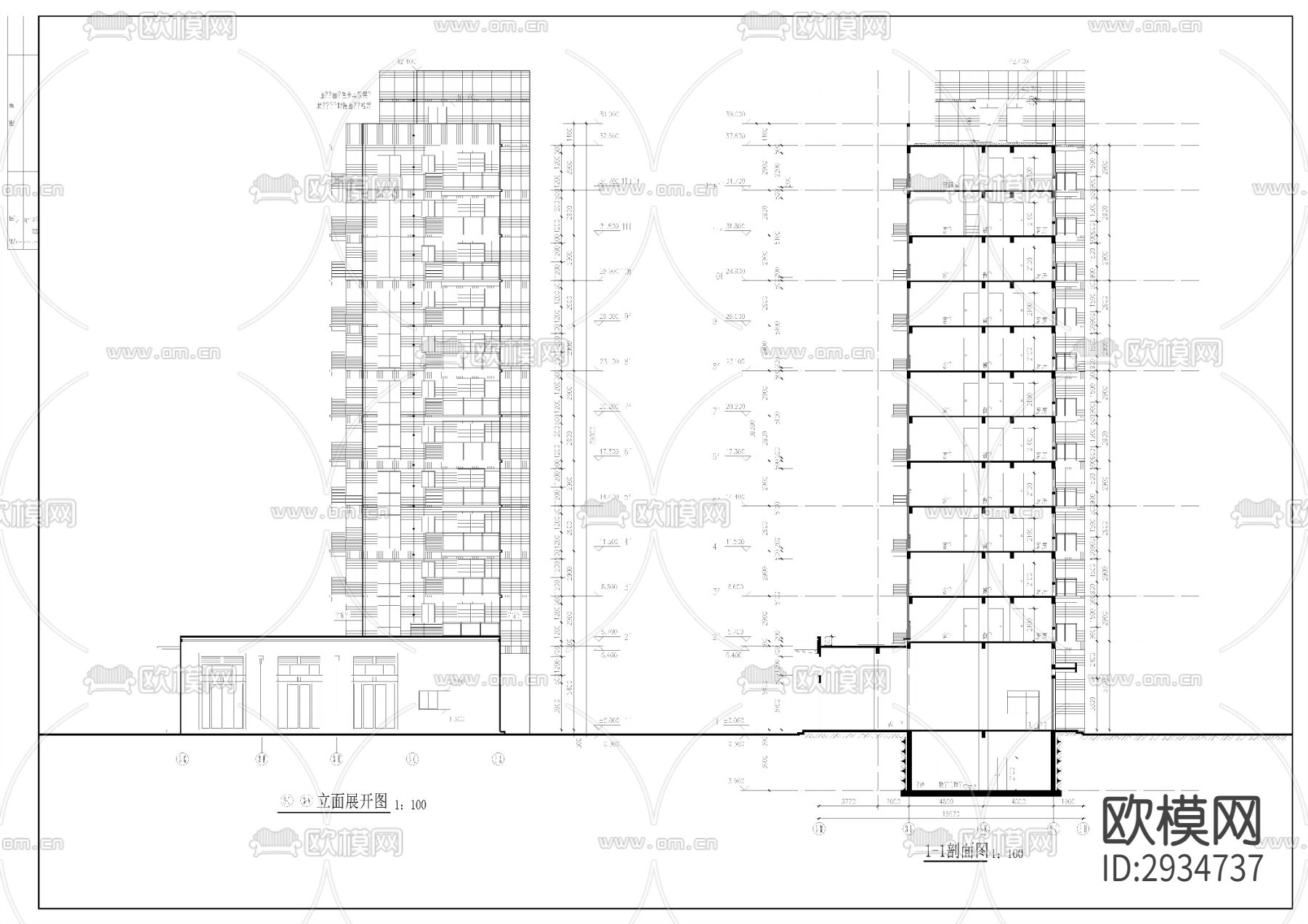 高层住宅小区建筑楼cad施工图下载（渲染图8）