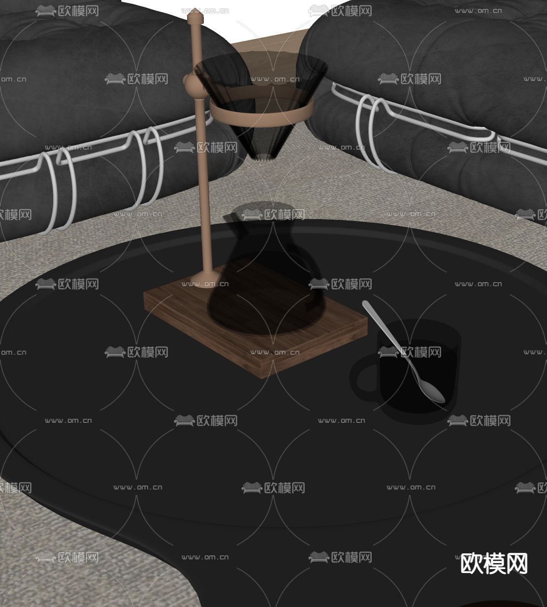 咖啡杯 饮品 咖啡壶 玻璃杯su模型下载（渲染图2）