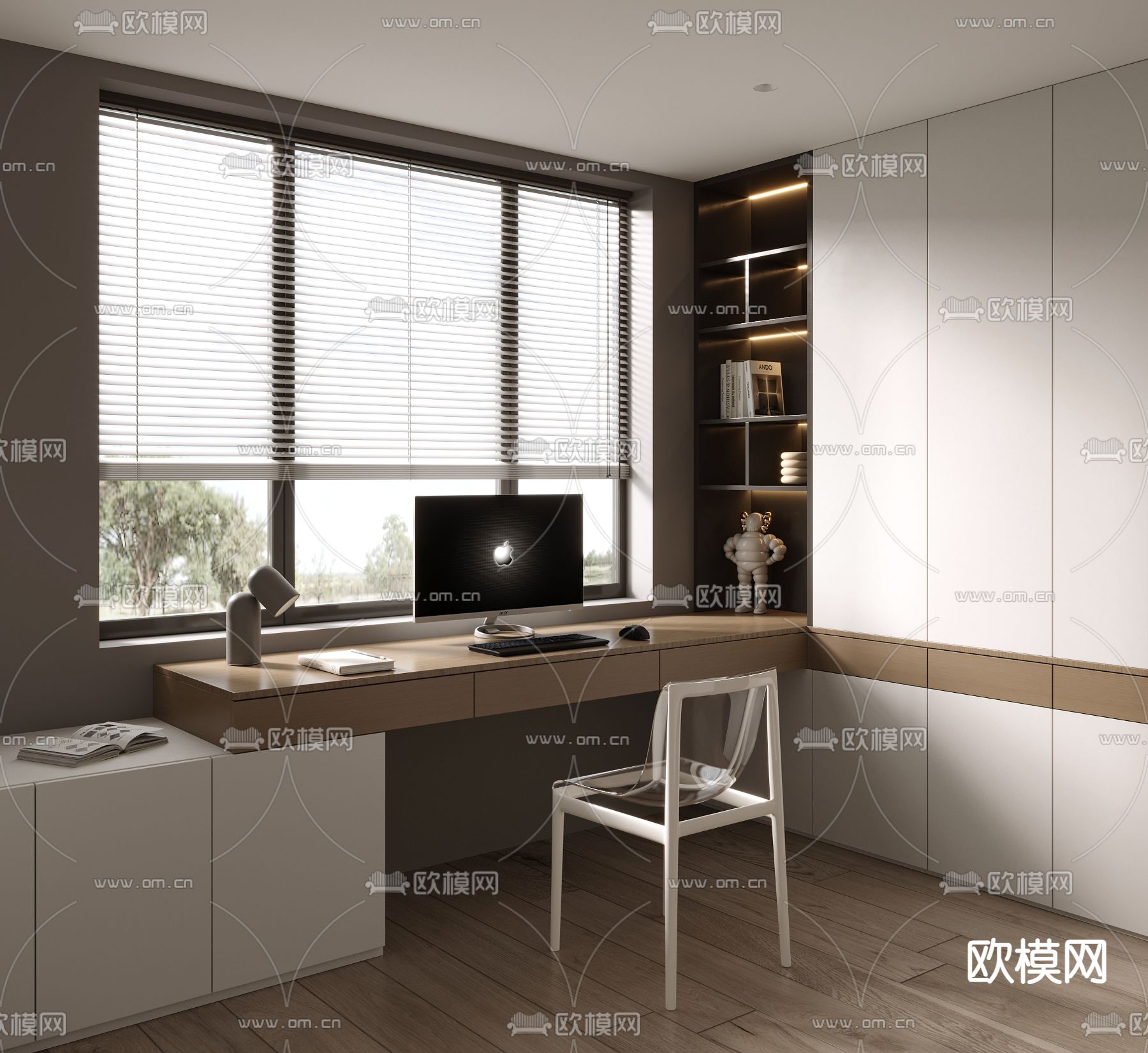 现代书房3d模型下载