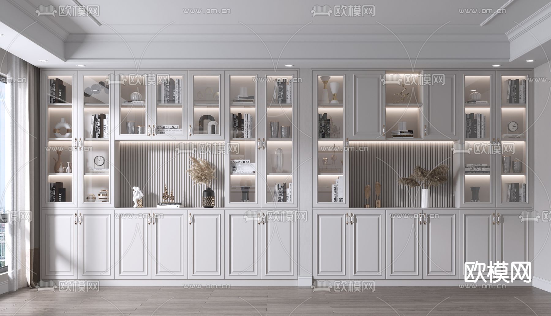 美式书柜su模型下载（渲染图1）