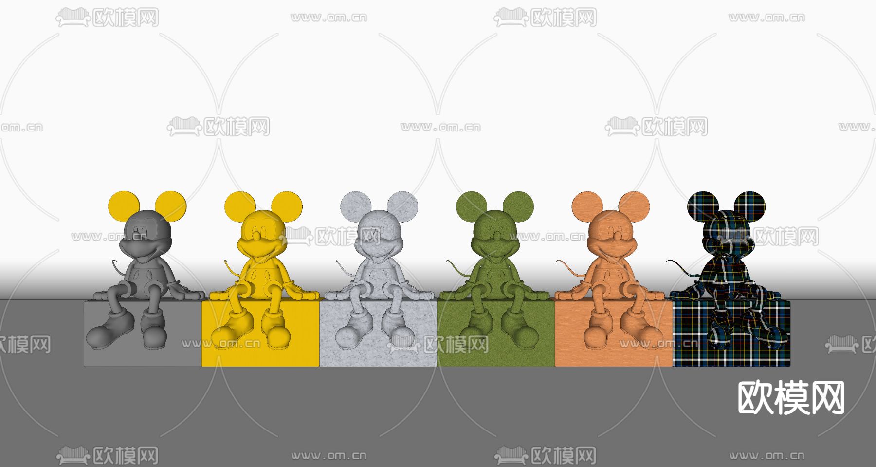 潮玩米奇 公仔手办玩具su模型下载（渲染图2）