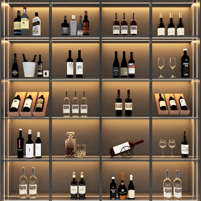  白酒 红酒 洋酒su模型 