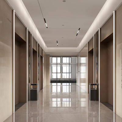  现代电梯间su模型 