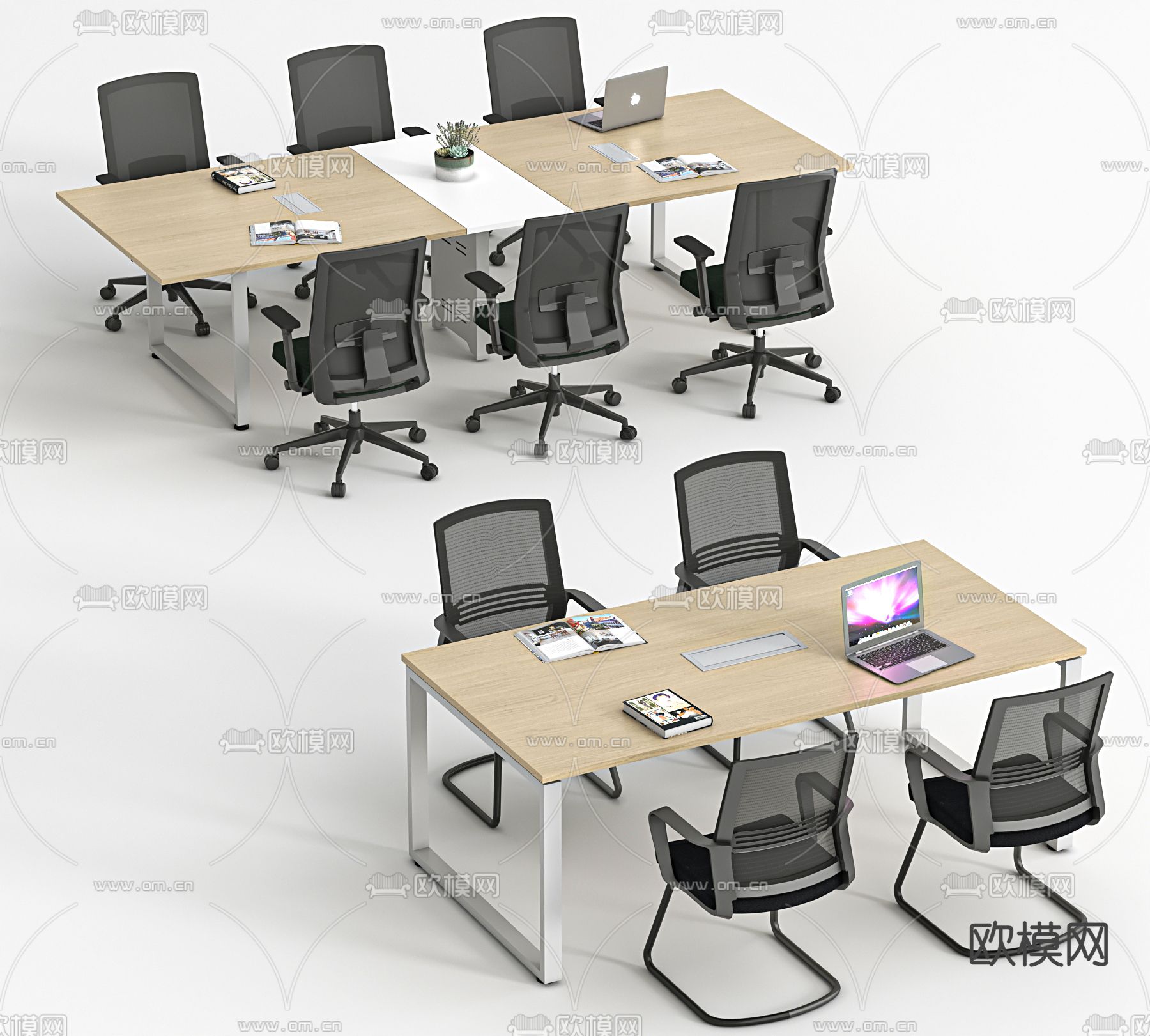 现代会议桌 洽谈桌 培训桌3d模型下载