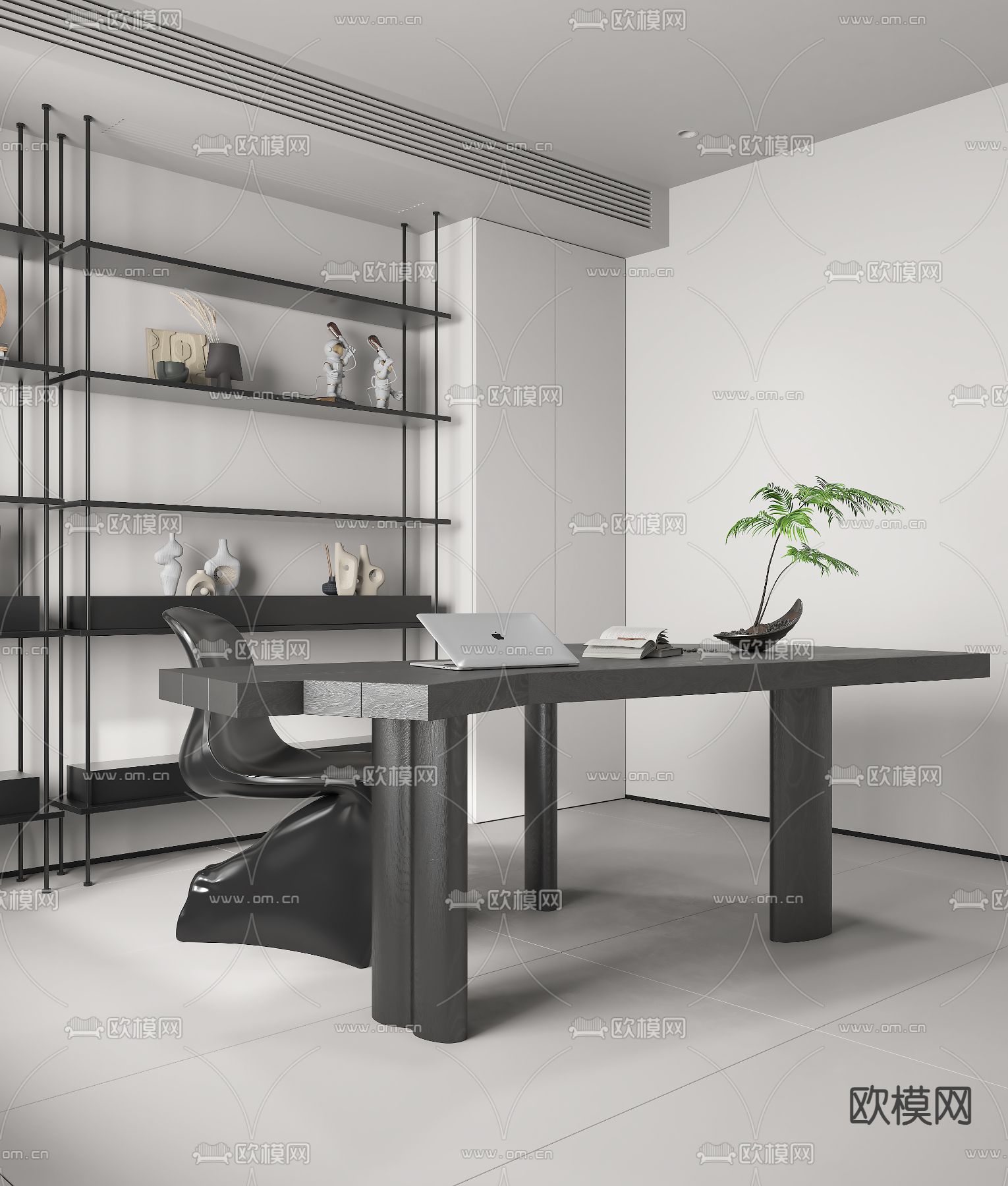 高级灰书房3d模型下载