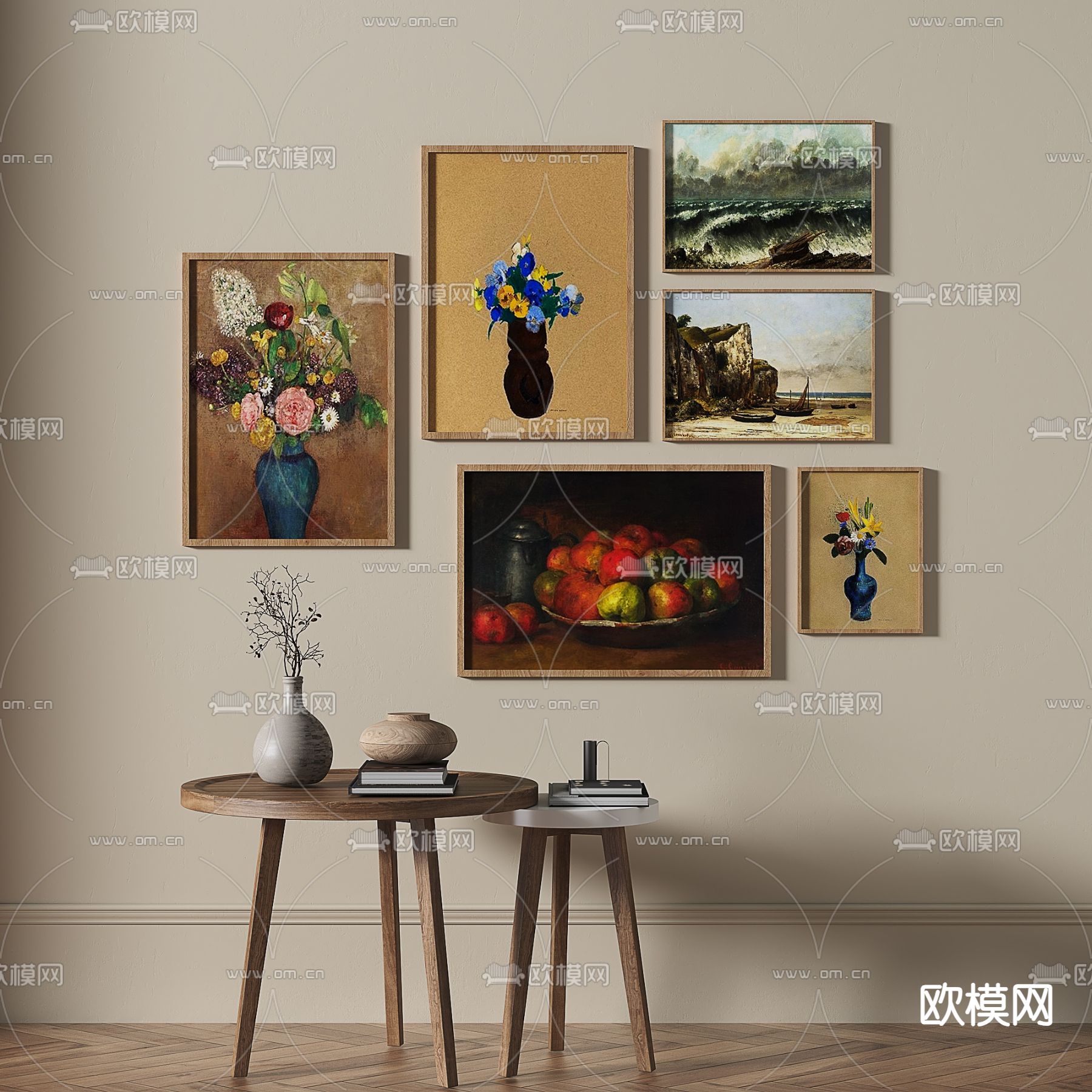 北欧油画 装饰画 艺术画 组合画3d模型下载