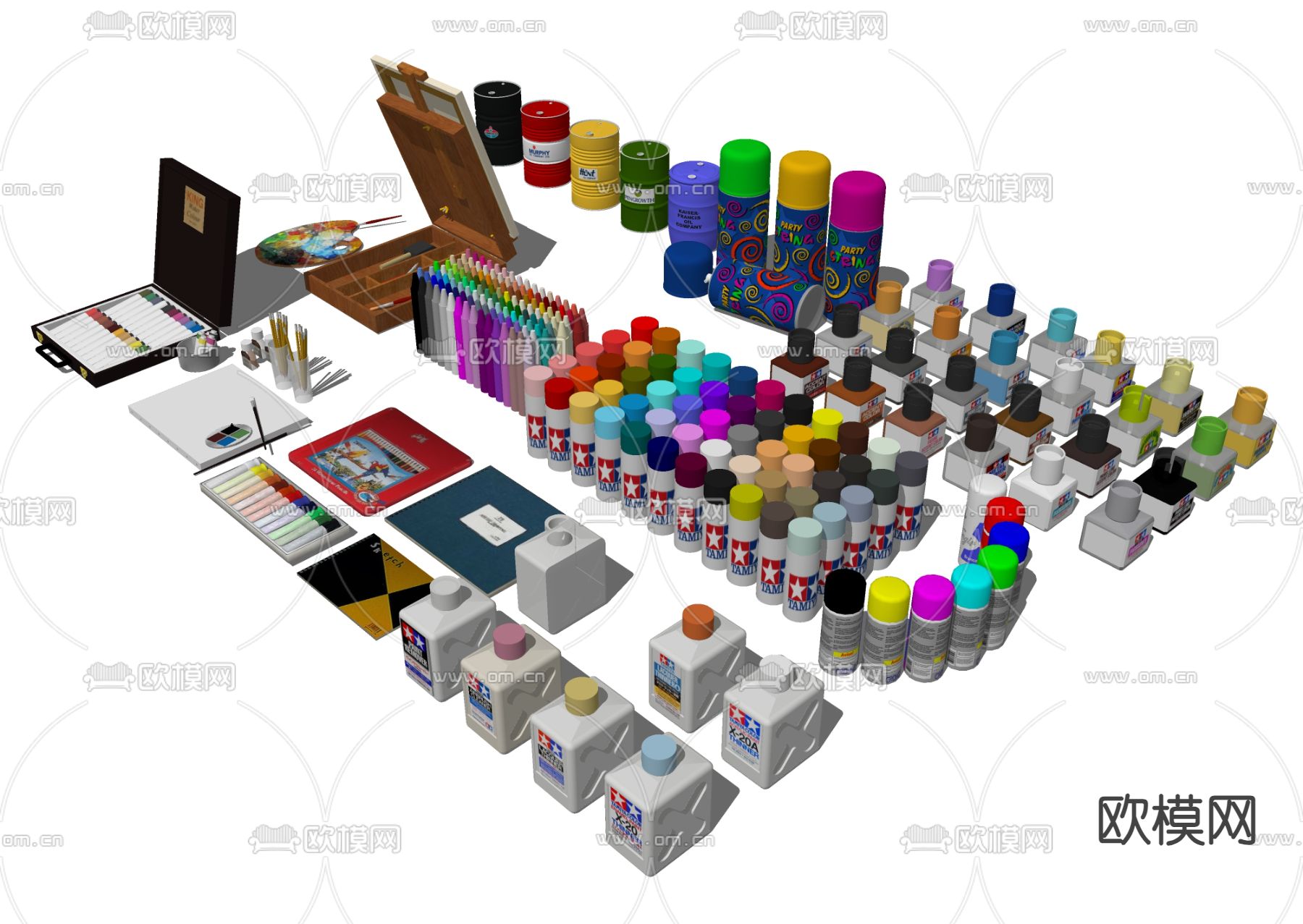 丙烯颜料 水彩水粉su模型下载（渲染图2）