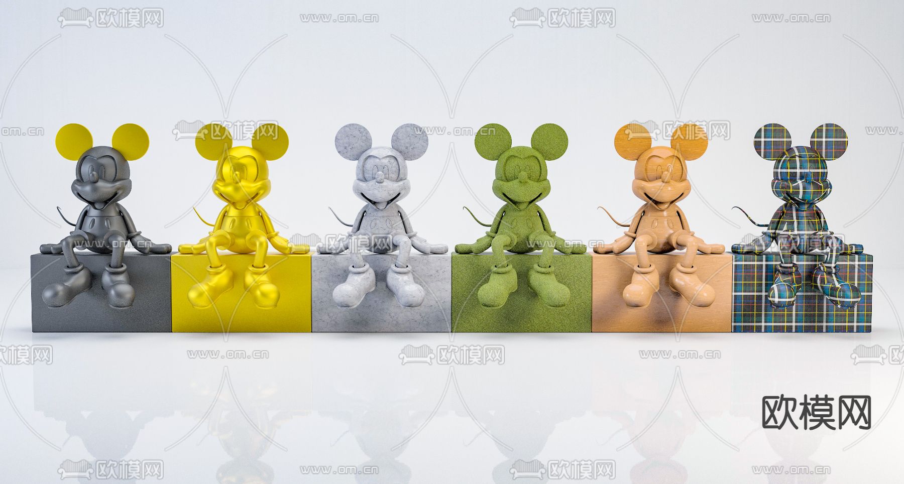 潮玩米奇 公仔手办玩具su模型下载（渲染图1）
