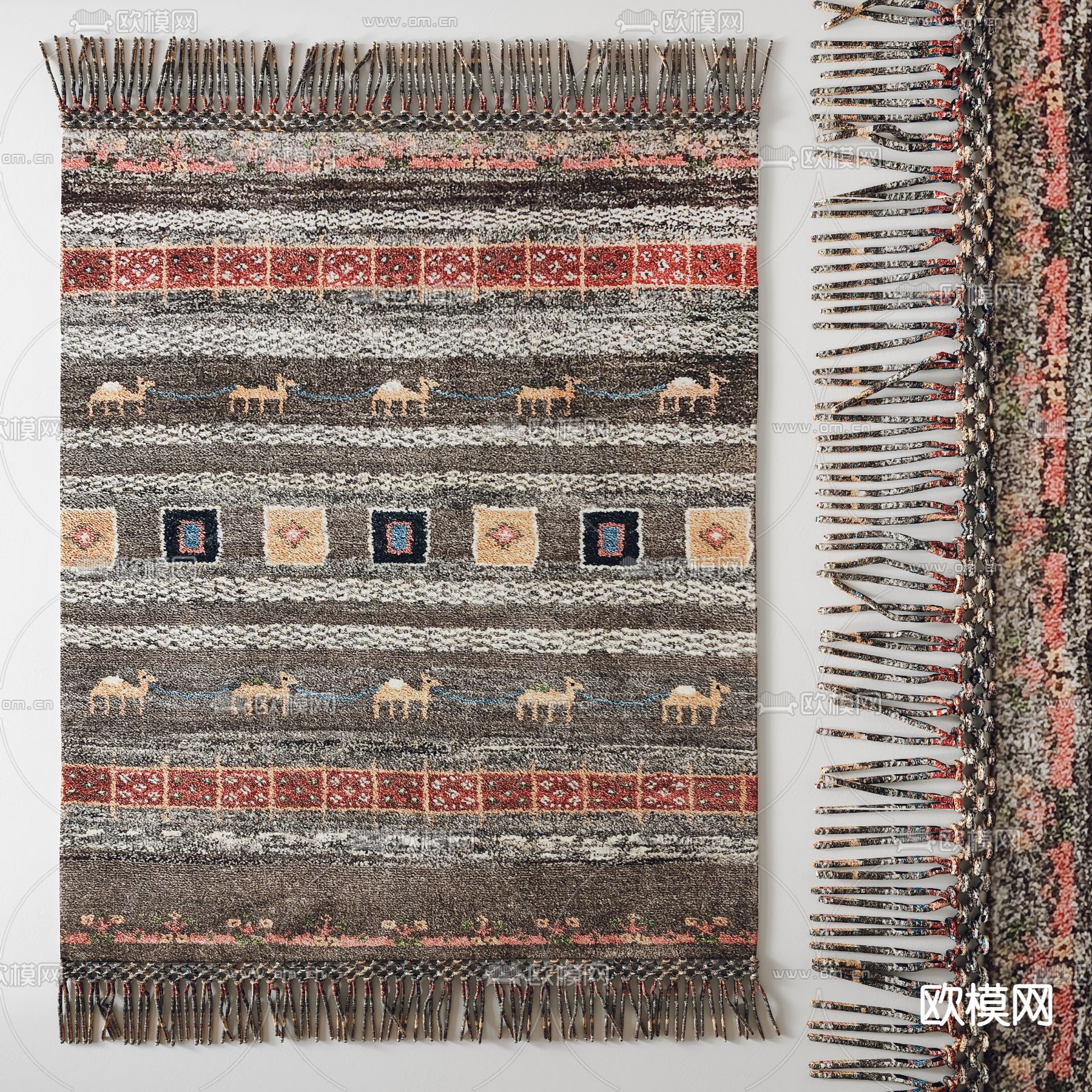 北欧地毯 流苏地毯3d模型下载