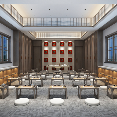  新中式书法教室su模型 