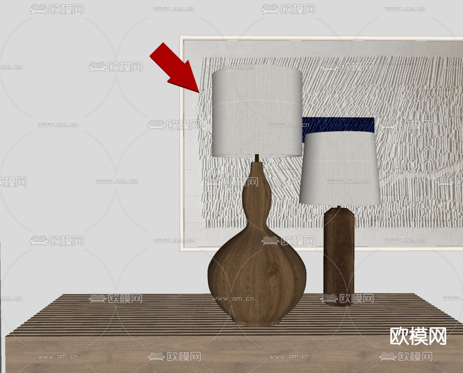 现代台灯su模型下载（渲染图2）