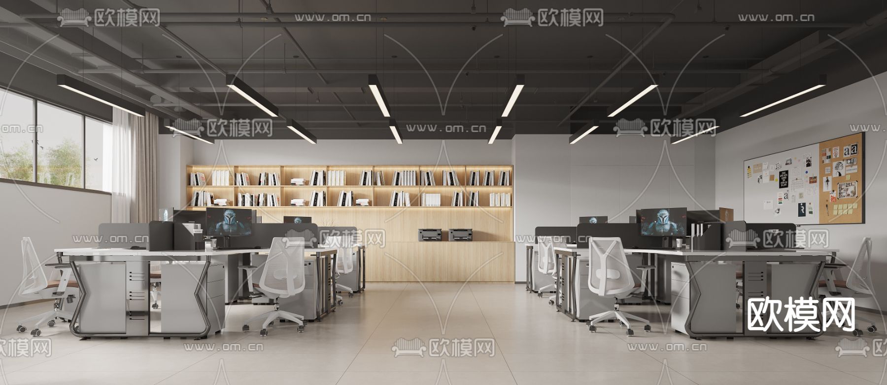 公共办公区 办公室3d模型下载