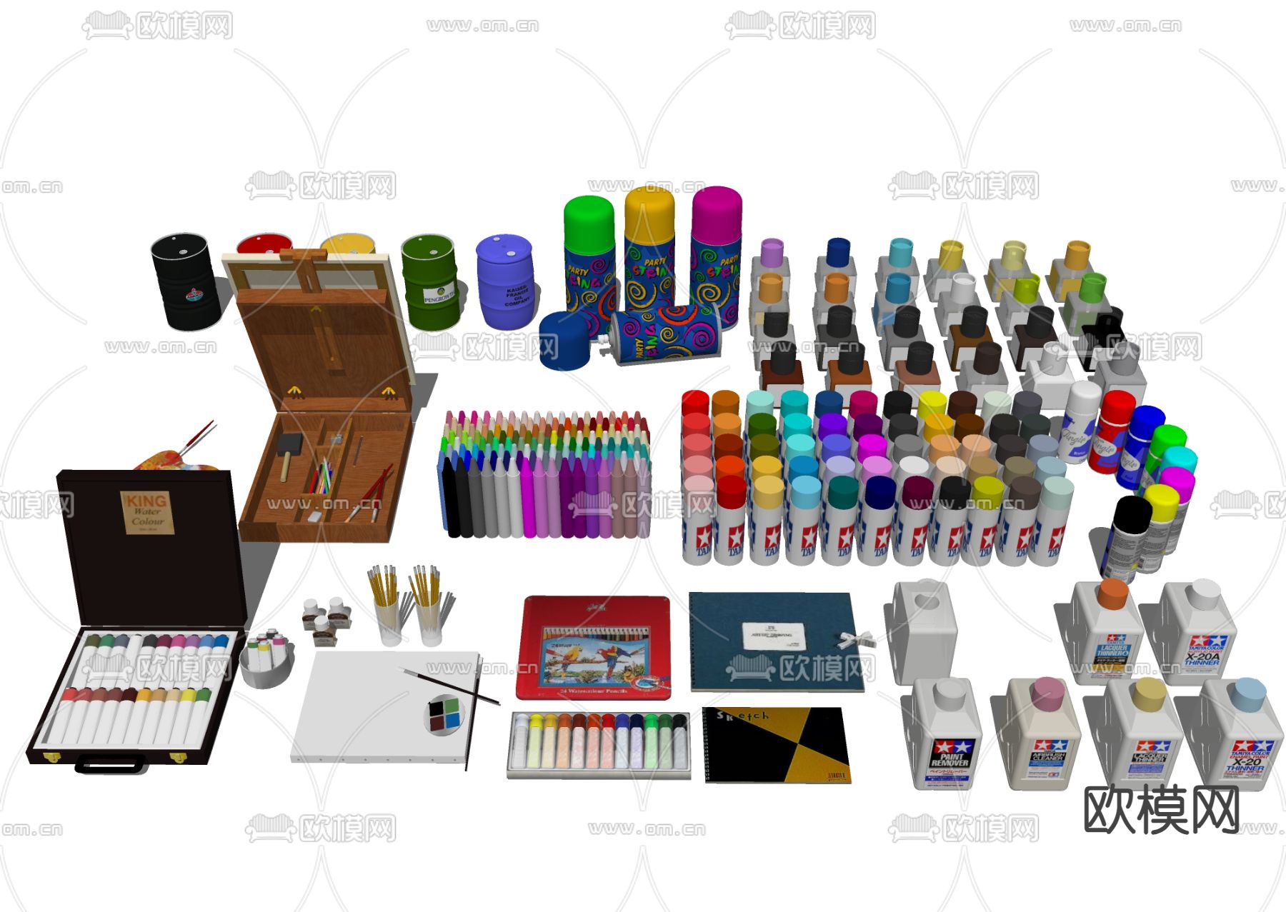 丙烯颜料 水彩水粉su模型下载（渲染图1）