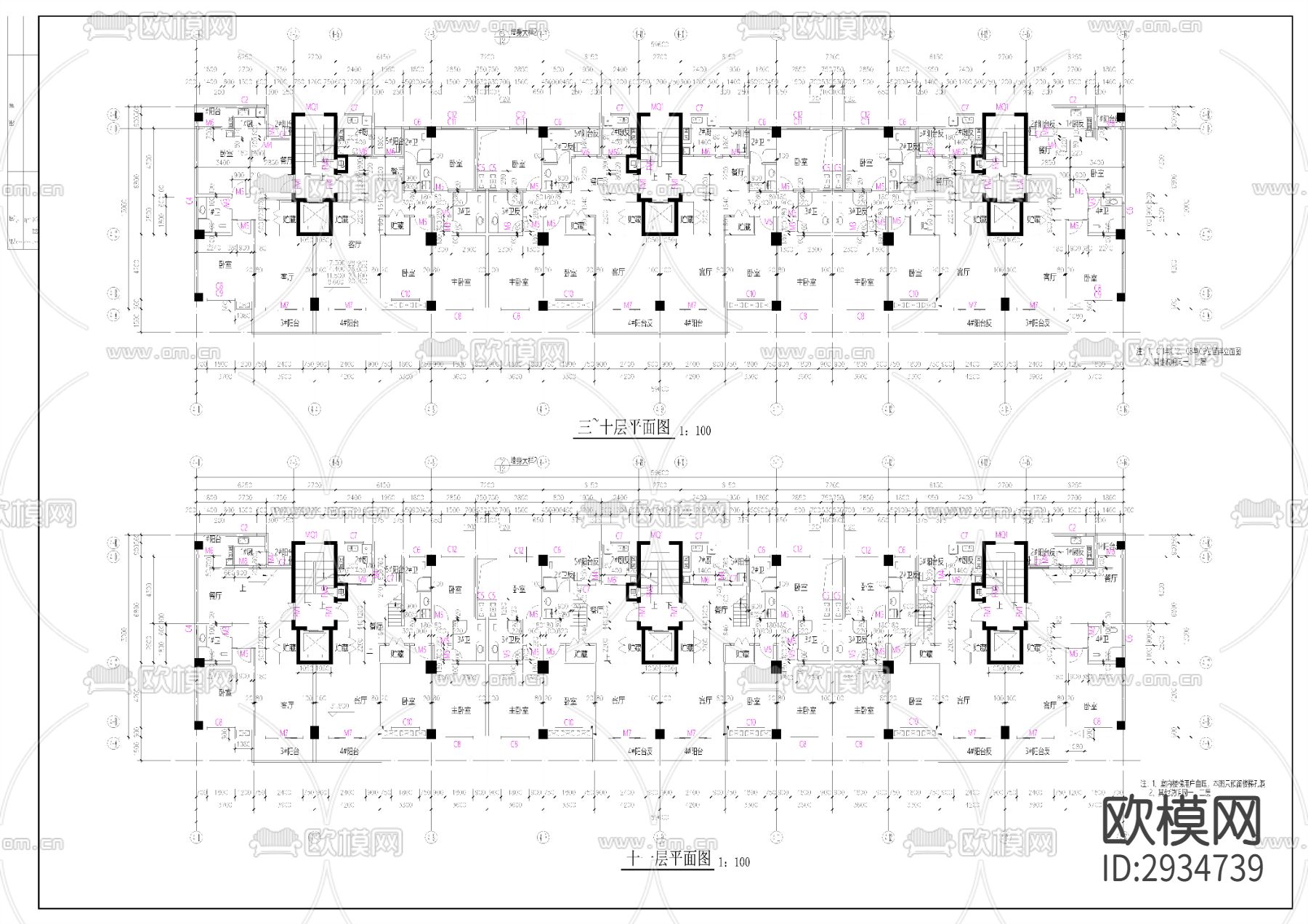 高层住宅小区建筑楼cad施工图下载（渲染图5）