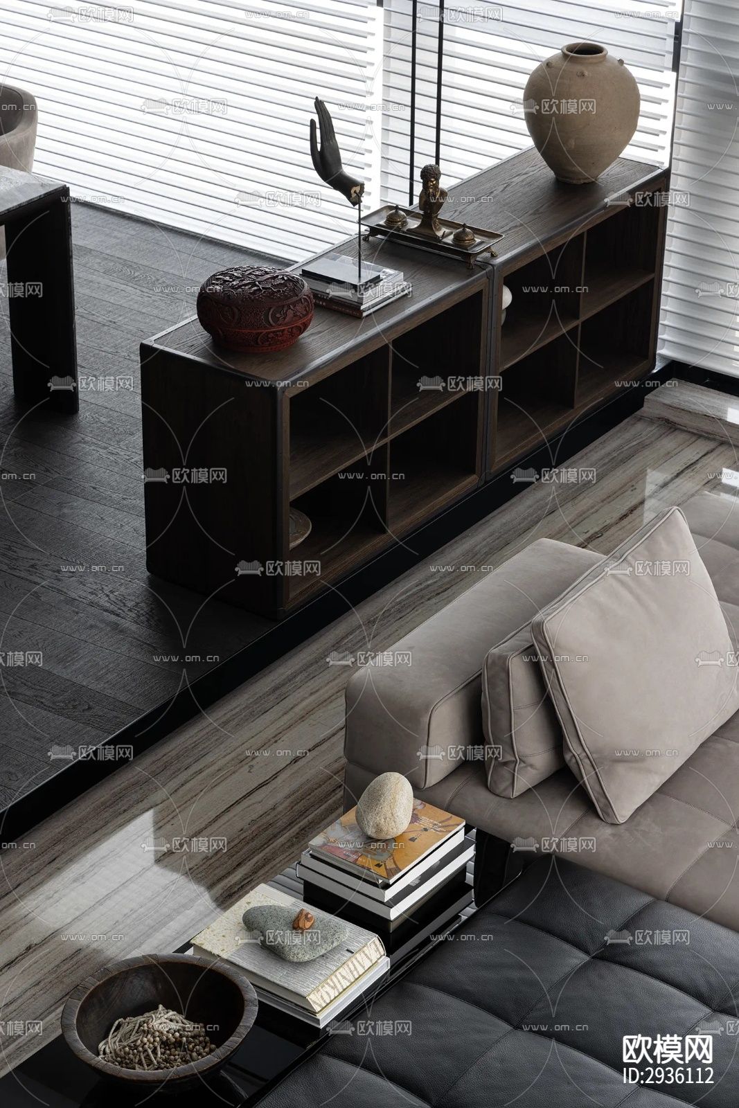 高级灰复式大平层下载（渲染图1）