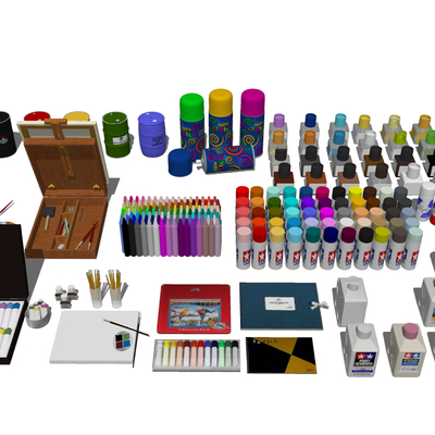  丙烯颜料 水彩水粉su模型 