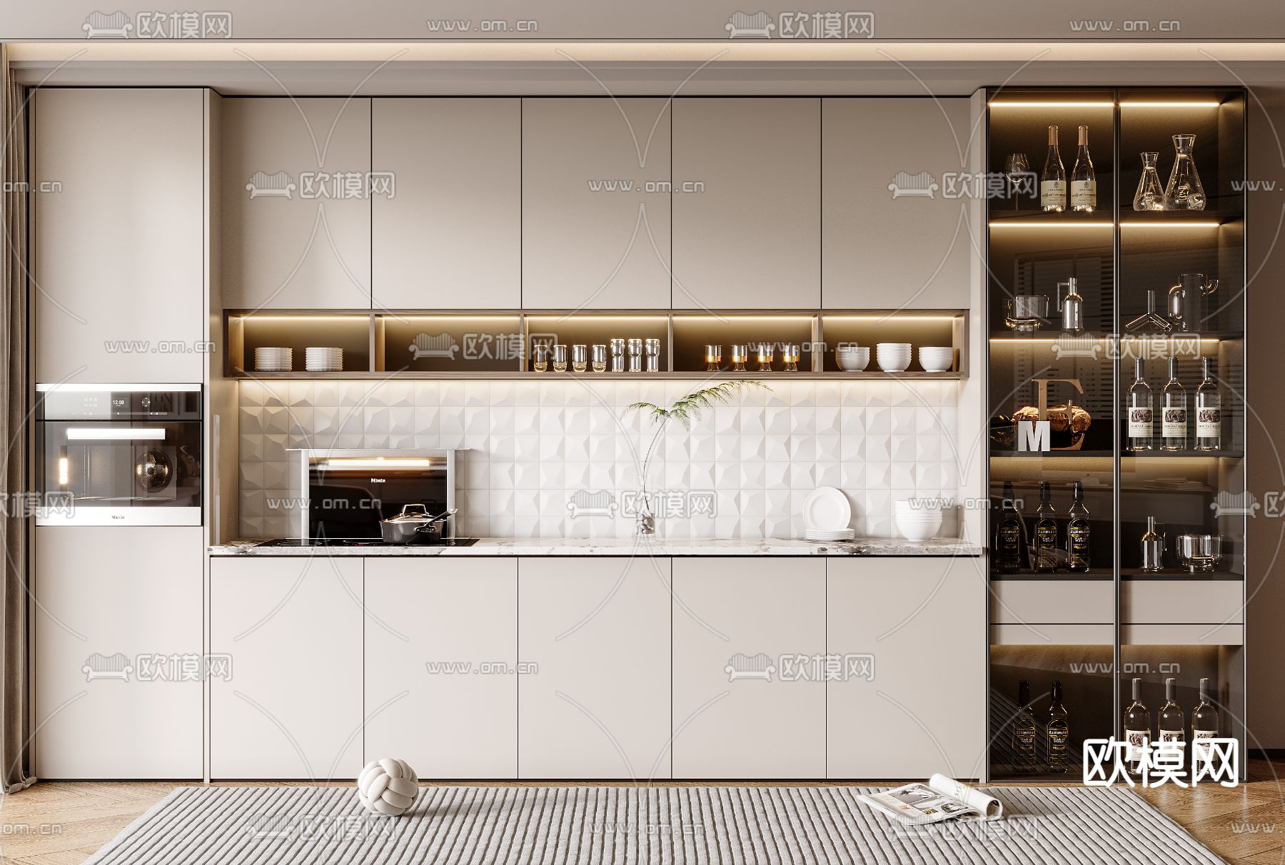 现代酒柜3d模型下载