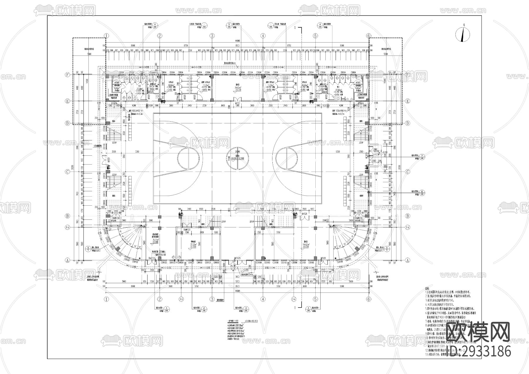 云枫小学新建项目cad施工图下载（渲染图1）