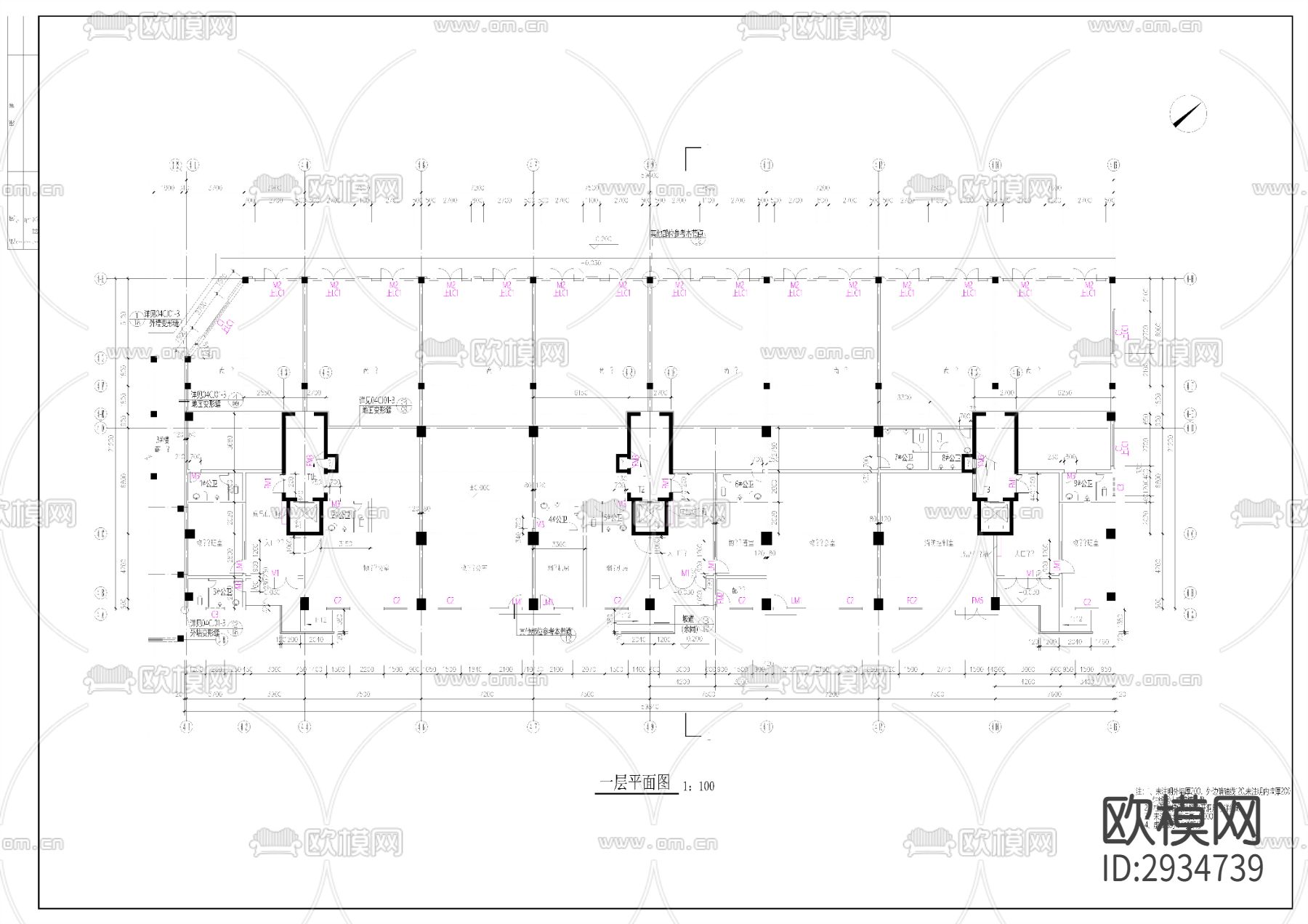 高层住宅小区建筑楼cad施工图下载（渲染图3）