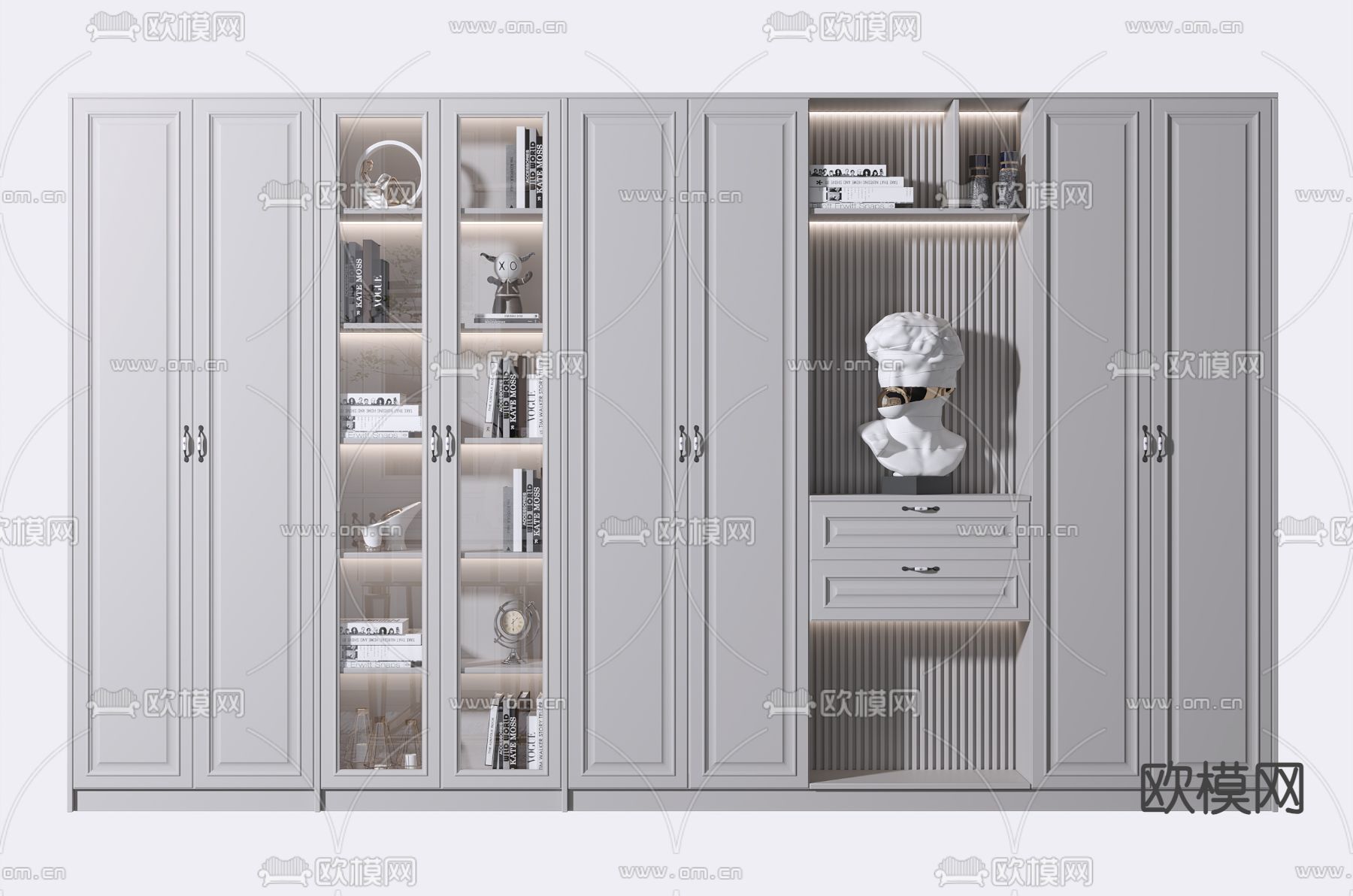 美式书柜su模型下载（渲染图1）