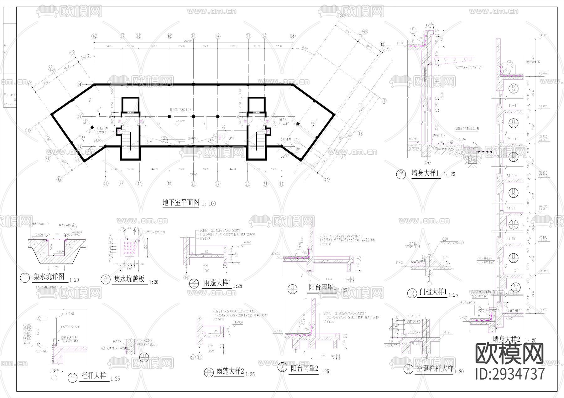高层住宅小区建筑楼cad施工图下载（渲染图7）