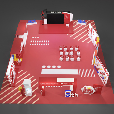  商业美陈舞台 装饰路演 快闪展览su模型 