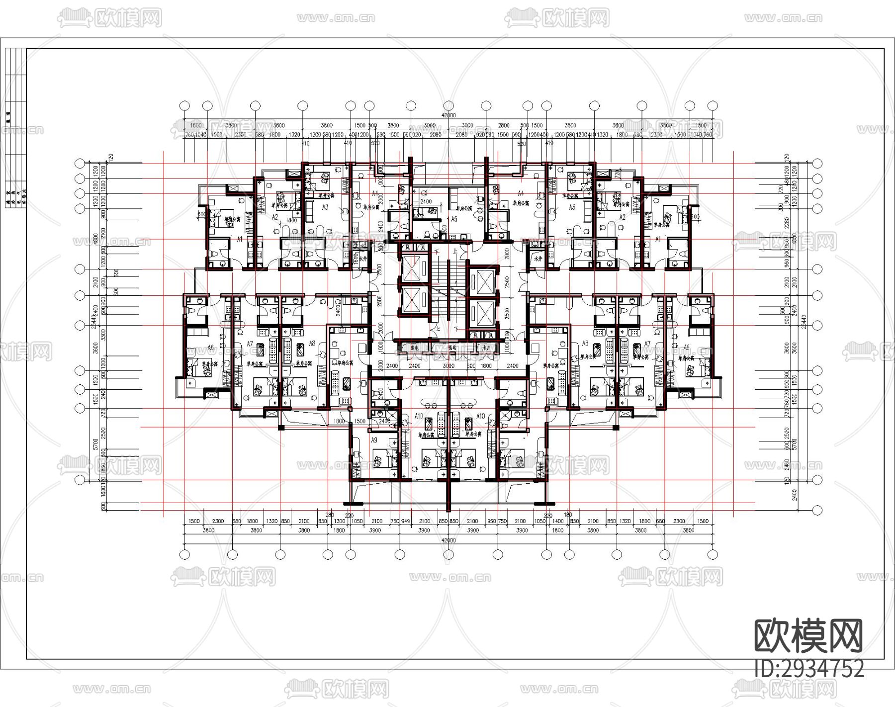 高层住宅楼建筑cad施工图下载（渲染图6）