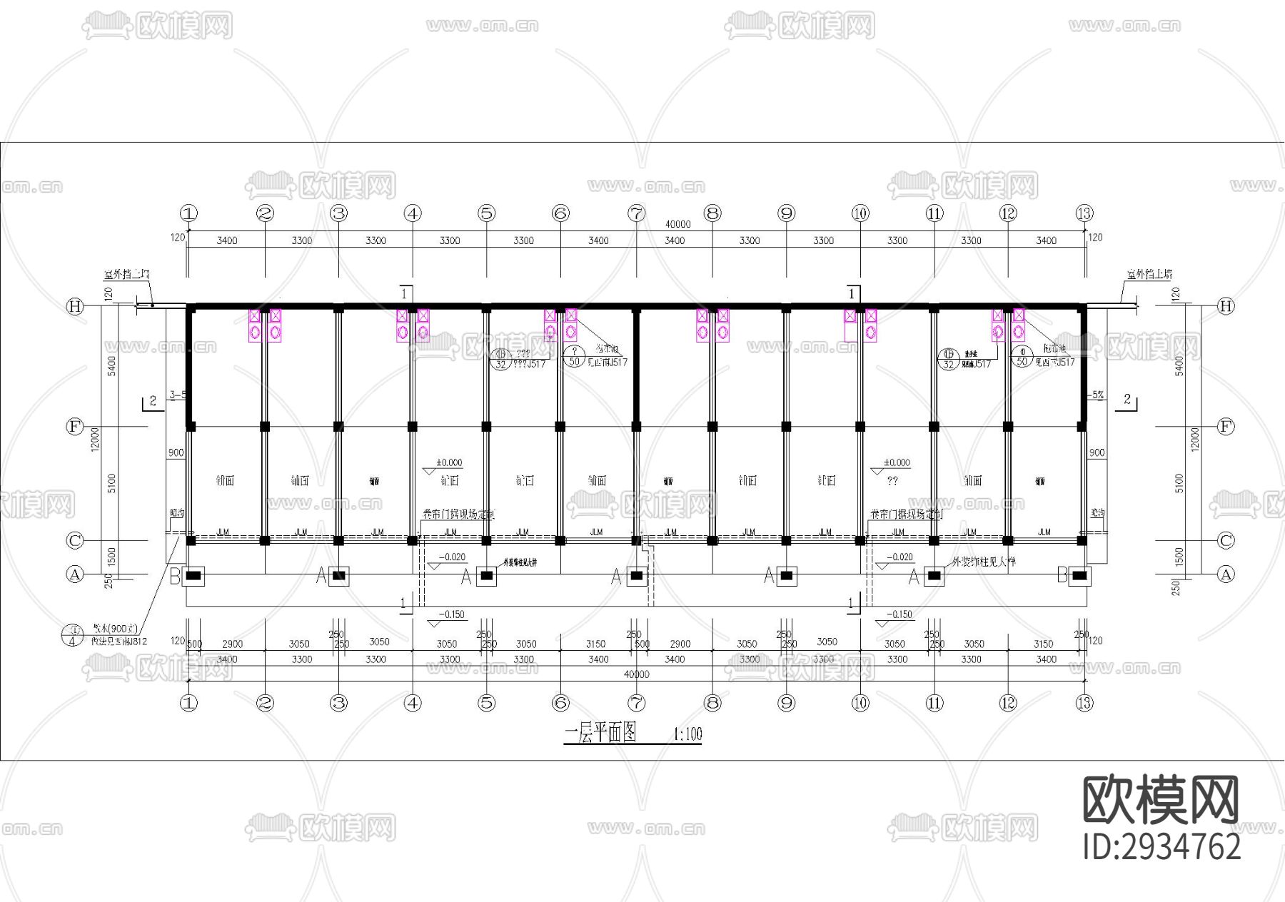 6层砖混结构商住楼设计cad施工图下载（渲染图4）