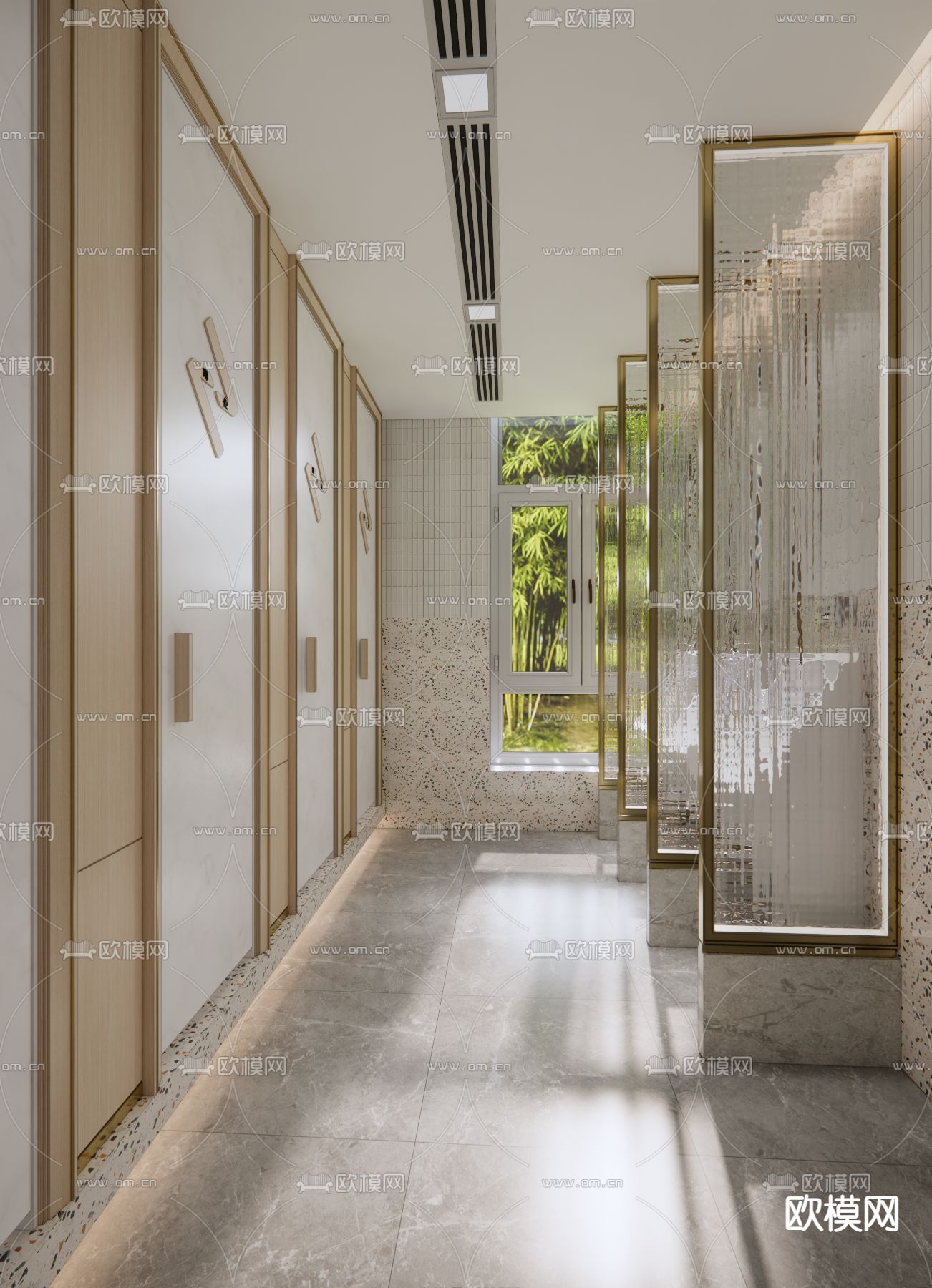 公共男卫生间su模型下载（渲染图1）