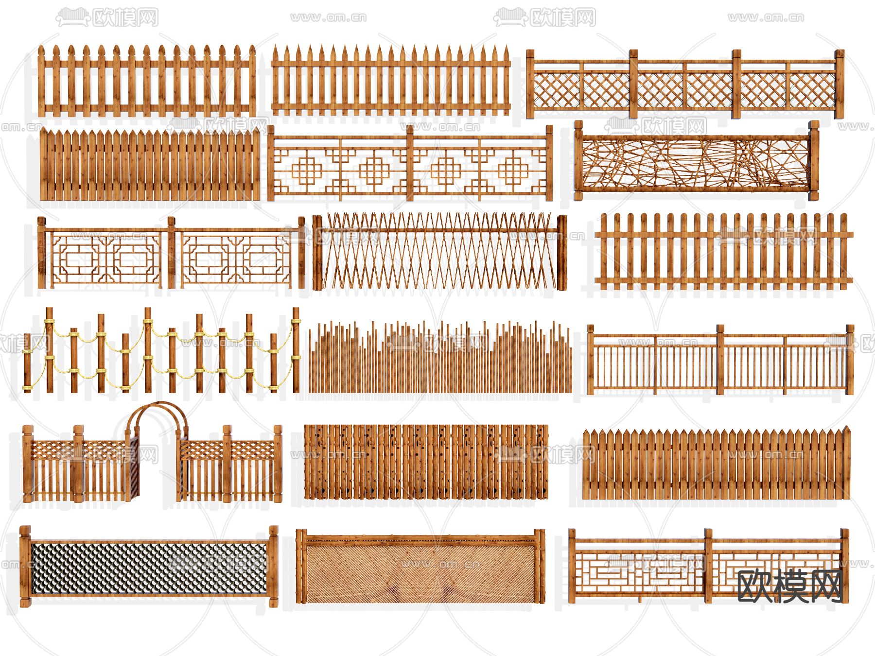 实木栏杆 栅栏 护栏 围栏 篱笆3d模型下载