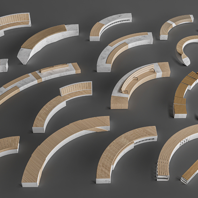  景观座椅 户外长椅su模型 