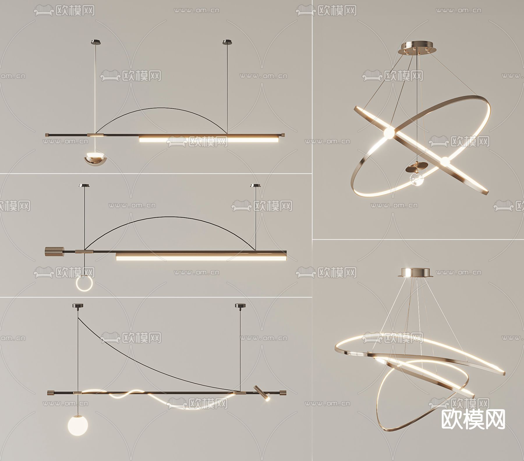 现代吊灯su模型下载（渲染图2）