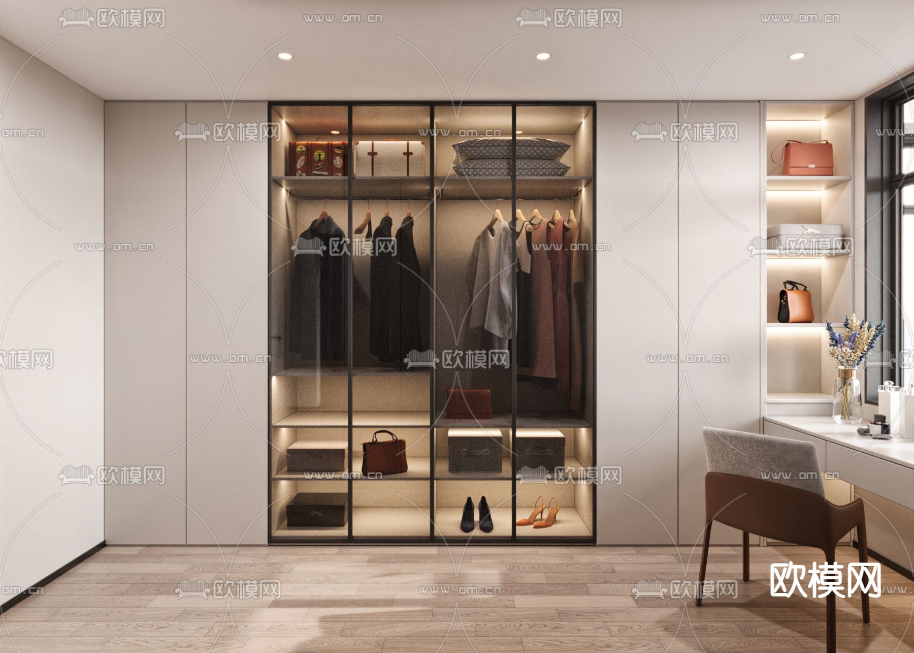 现代衣帽间3d模型下载