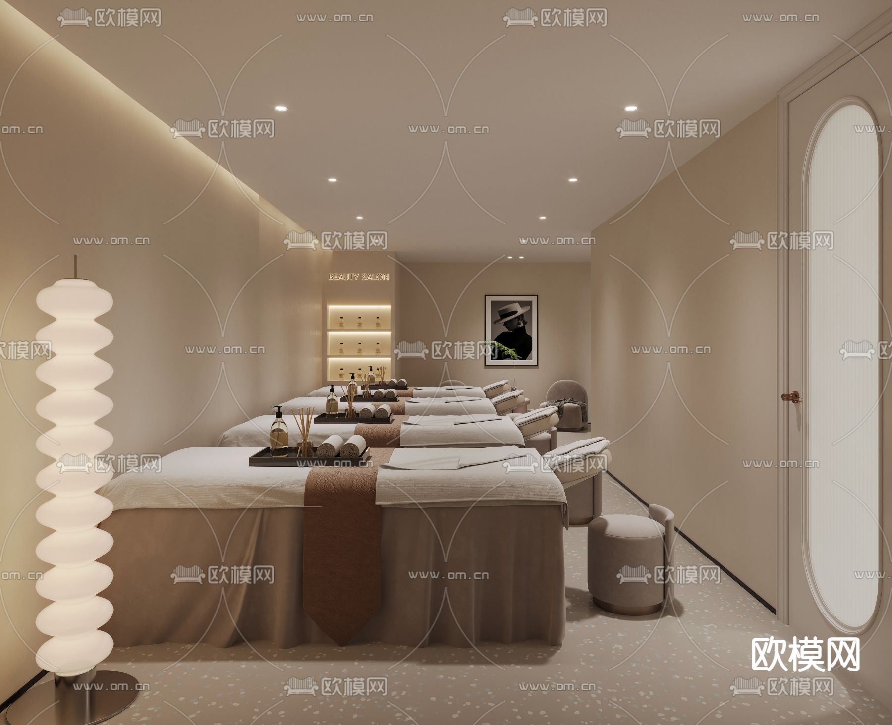 侘寂SPA 护理房 美容院3d模型下载（渲染图1）