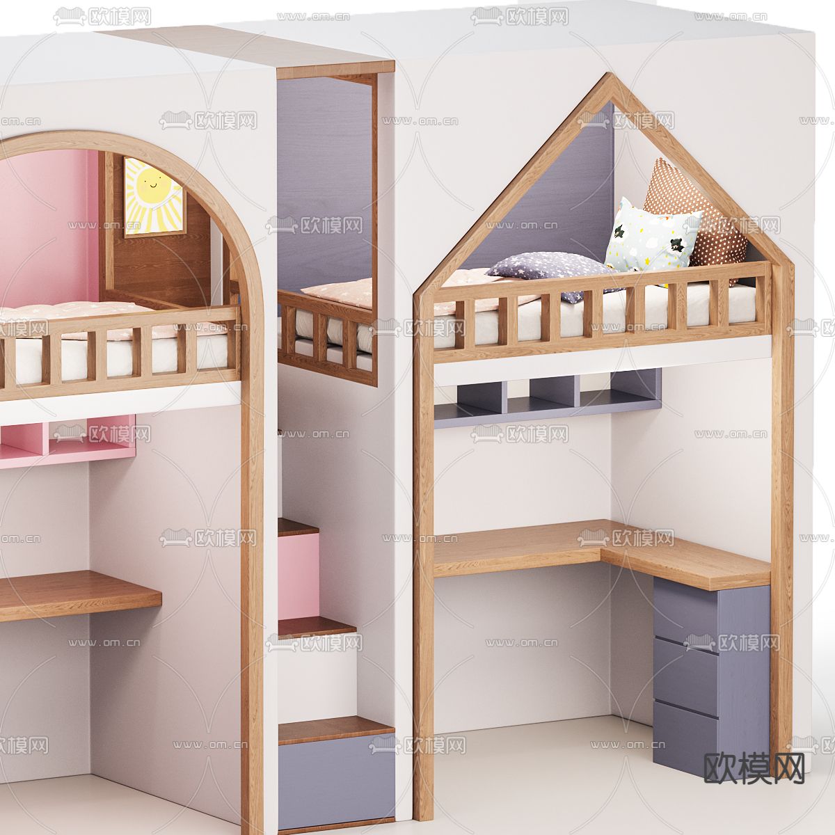 儿童床 小孩床3d模型下载（渲染图5）