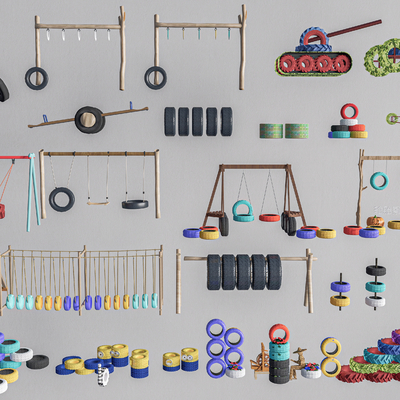  轮胎花箱 轮胎花池su模型 