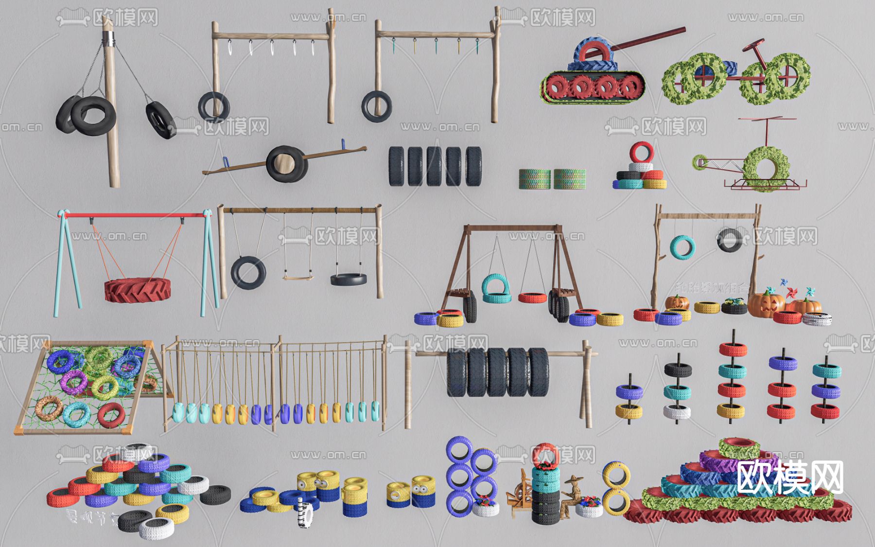 轮胎花箱 轮胎花池su模型下载（渲染图2）