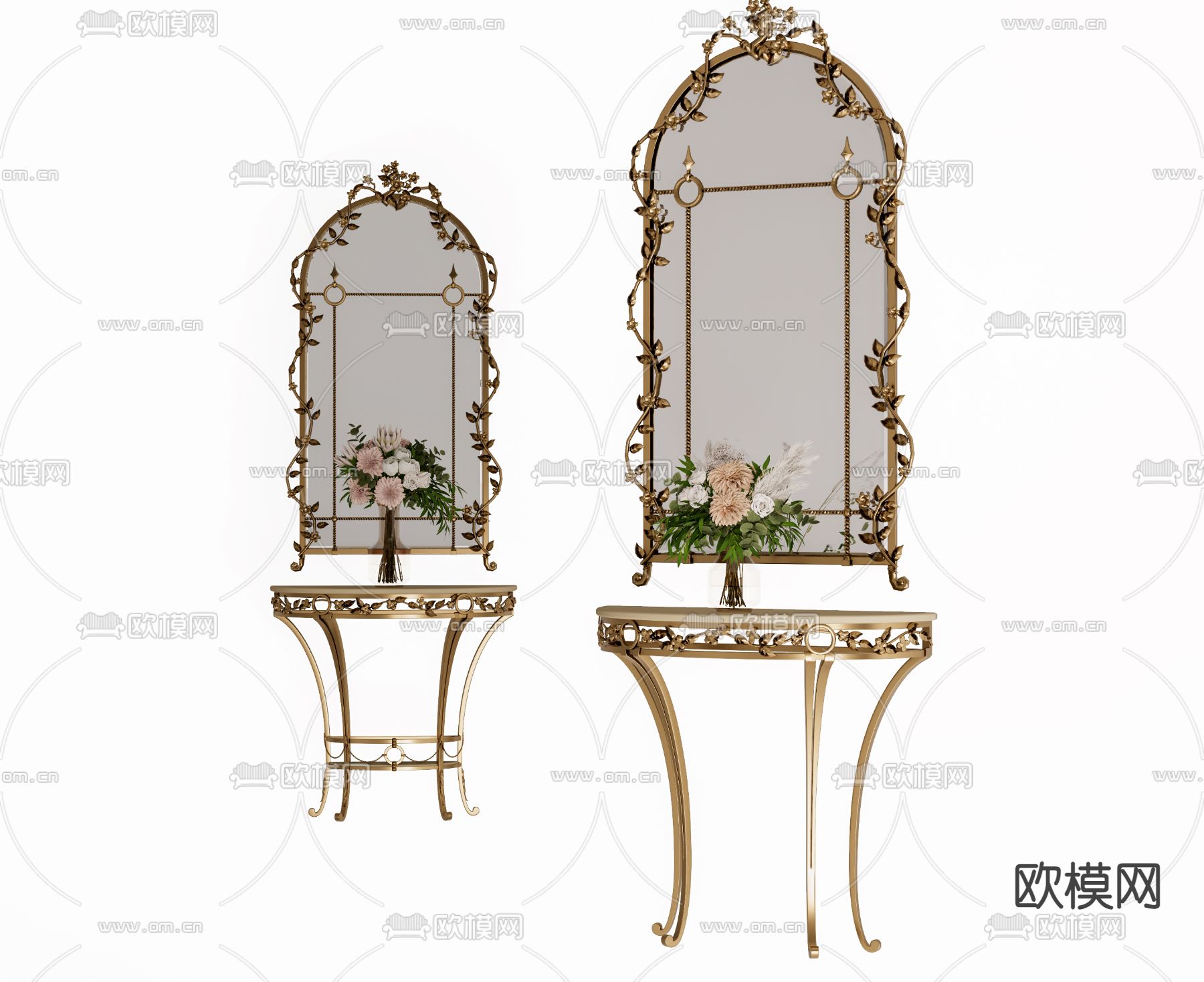 法式雕花镜子 装饰镜su模型下载（渲染图1）