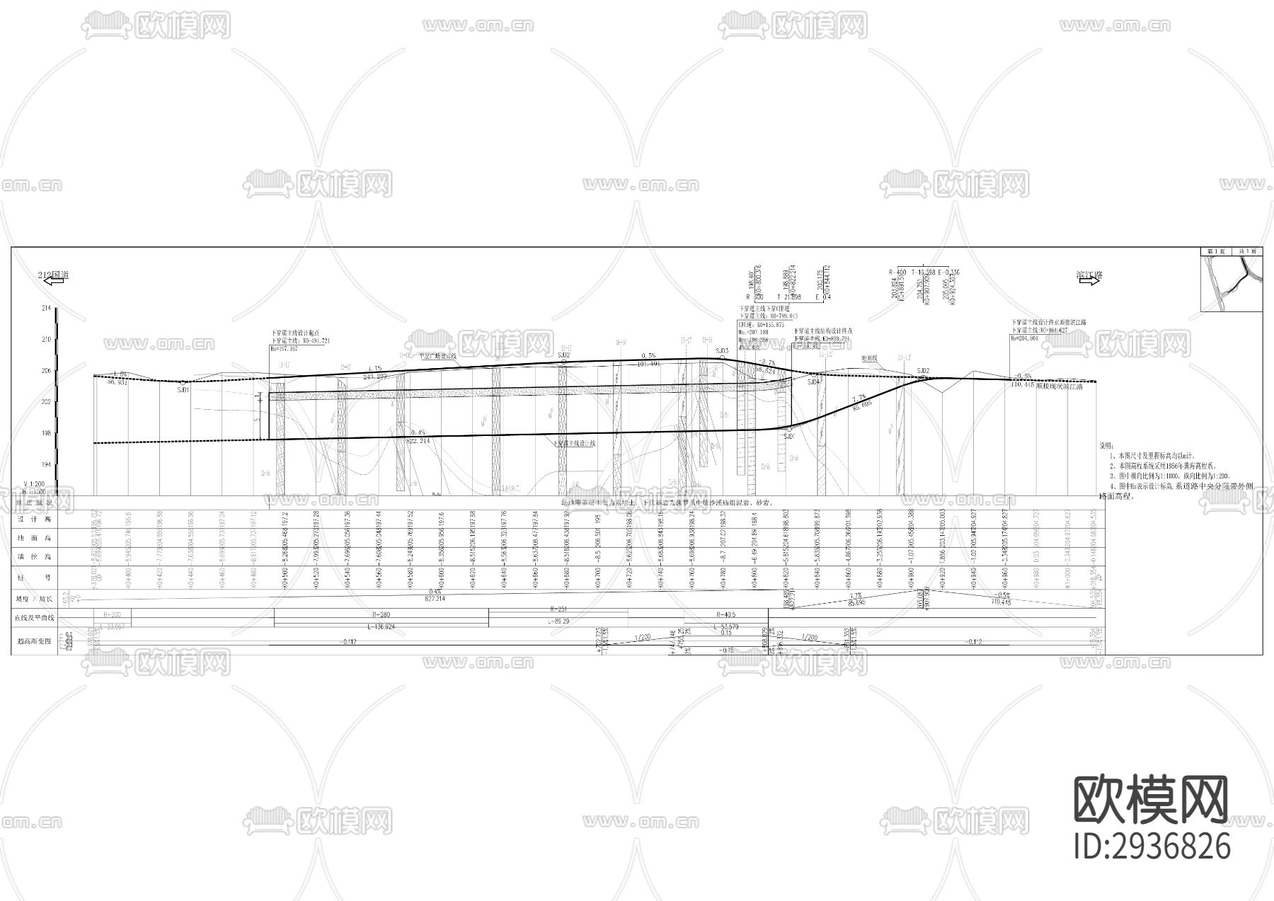 滨江路接212下穿道项目cad施工图下载（渲染图3）