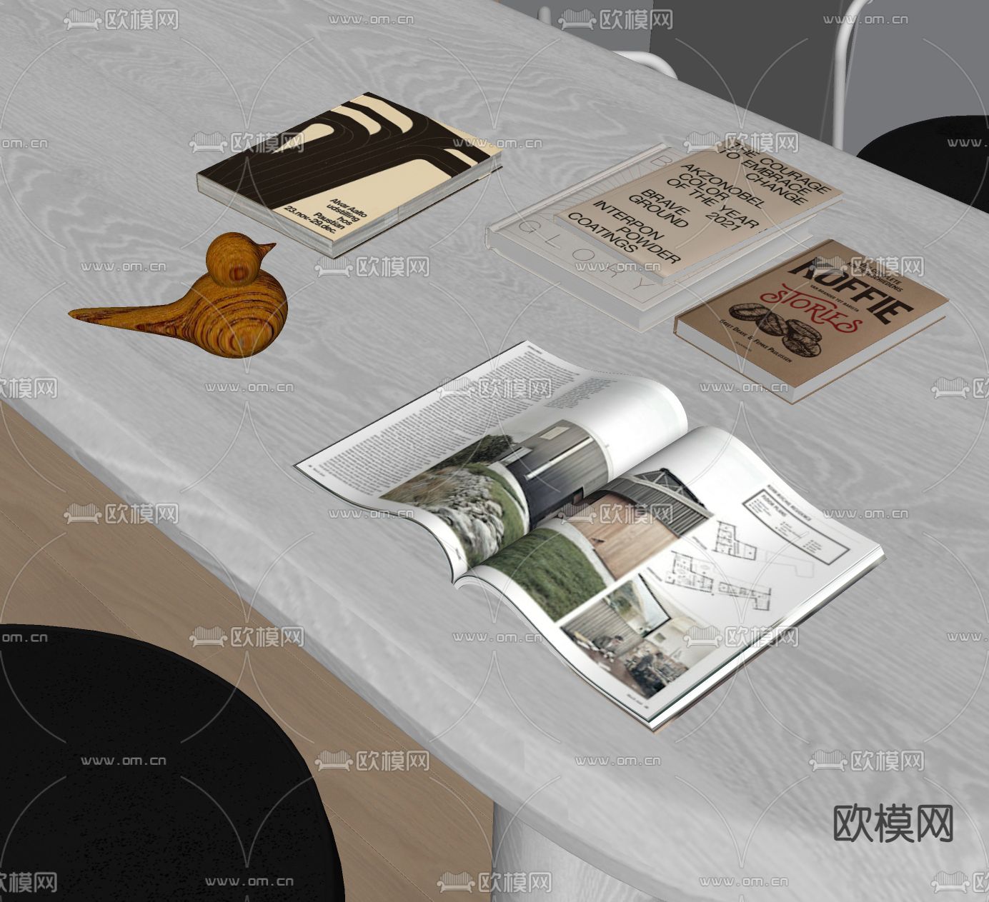 书籍 杂志 摆件su模型下载（渲染图1）