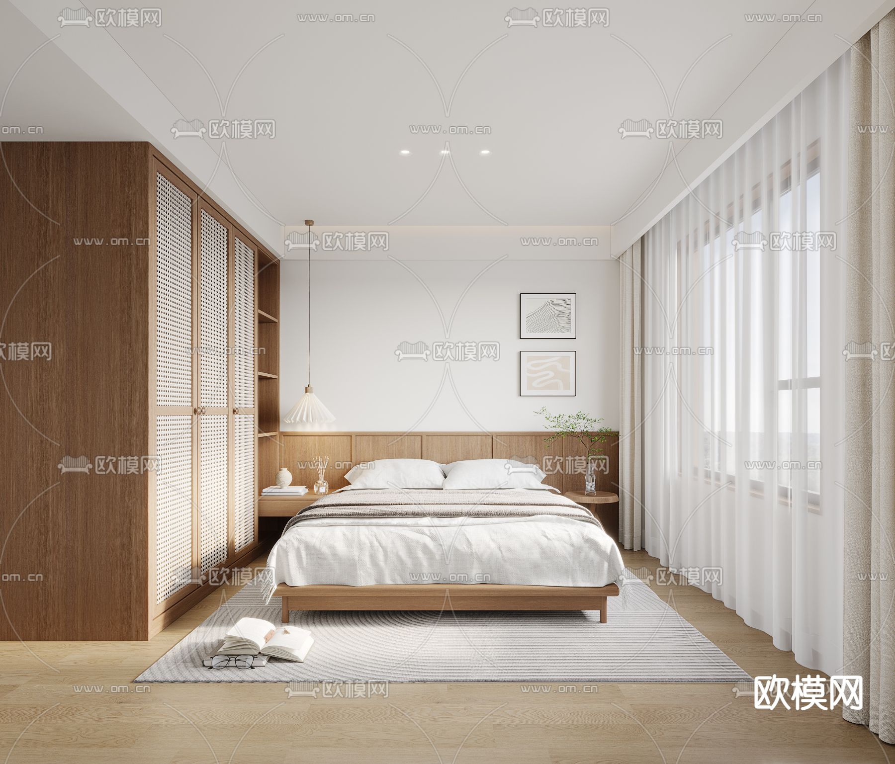 北欧卧室 主人房3d模型下载