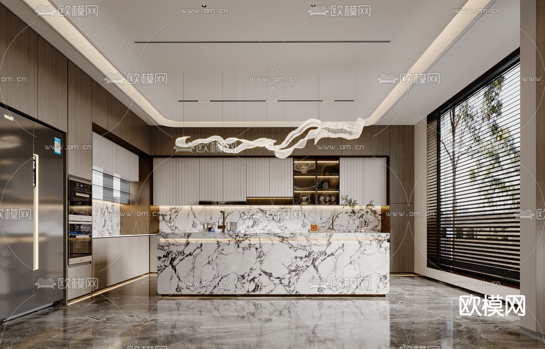 别墅客厅 别墅中空3d模型下载（渲染图5）