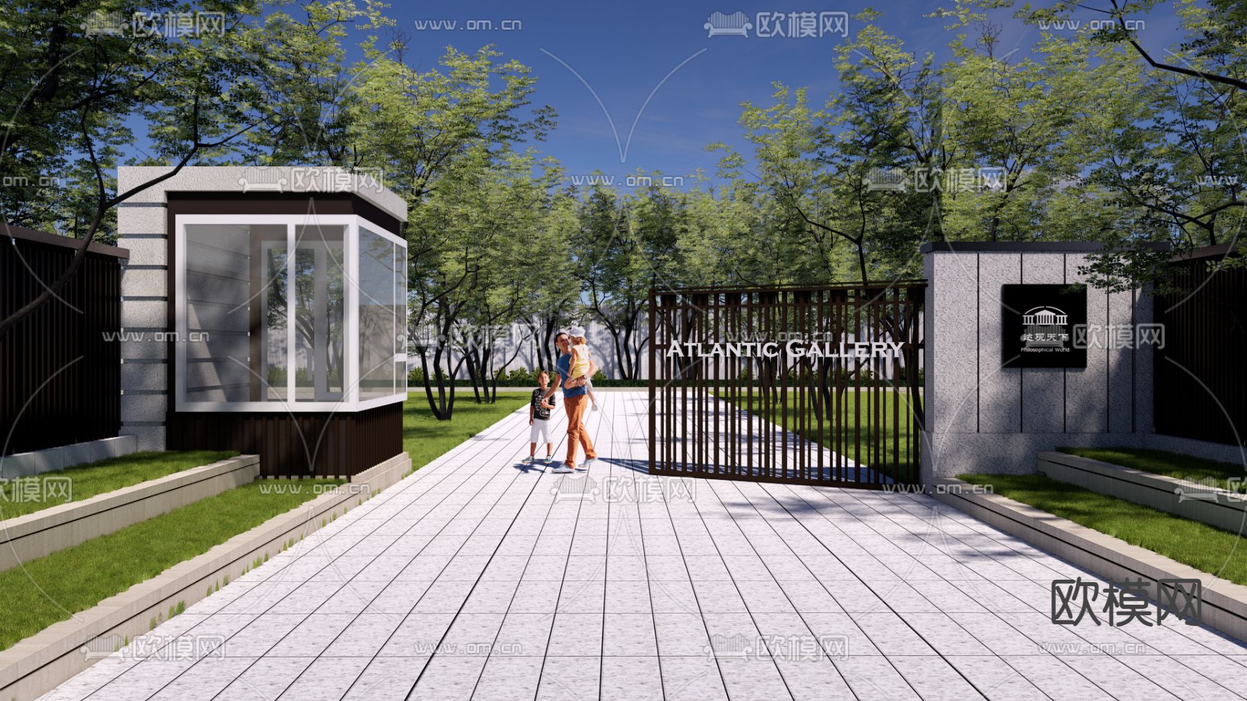 庭院门入户门 围栏 铁艺门su模型下载（渲染图1）