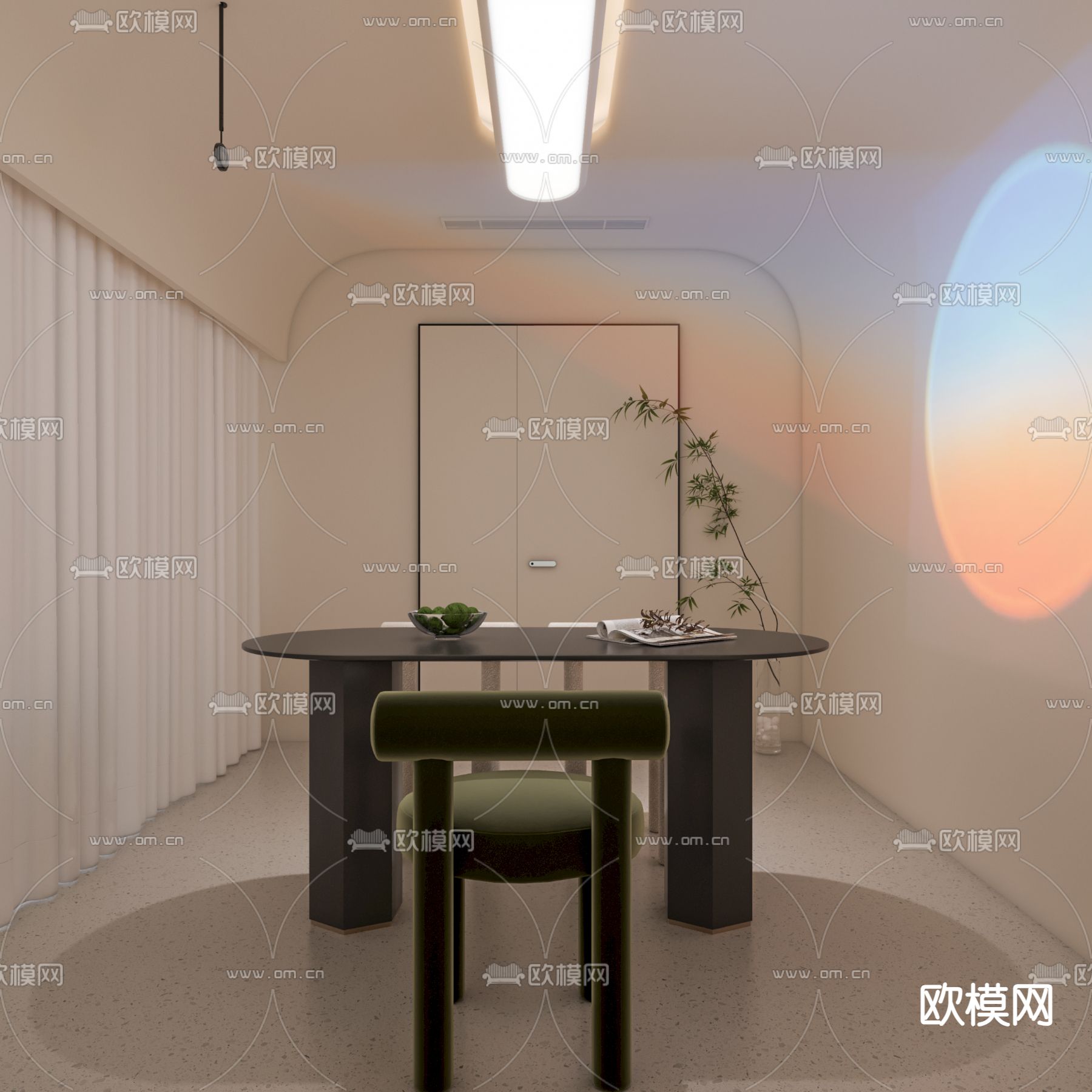 侘寂SPA 美容包间 夕阳灯3d模型下载（渲染图2）