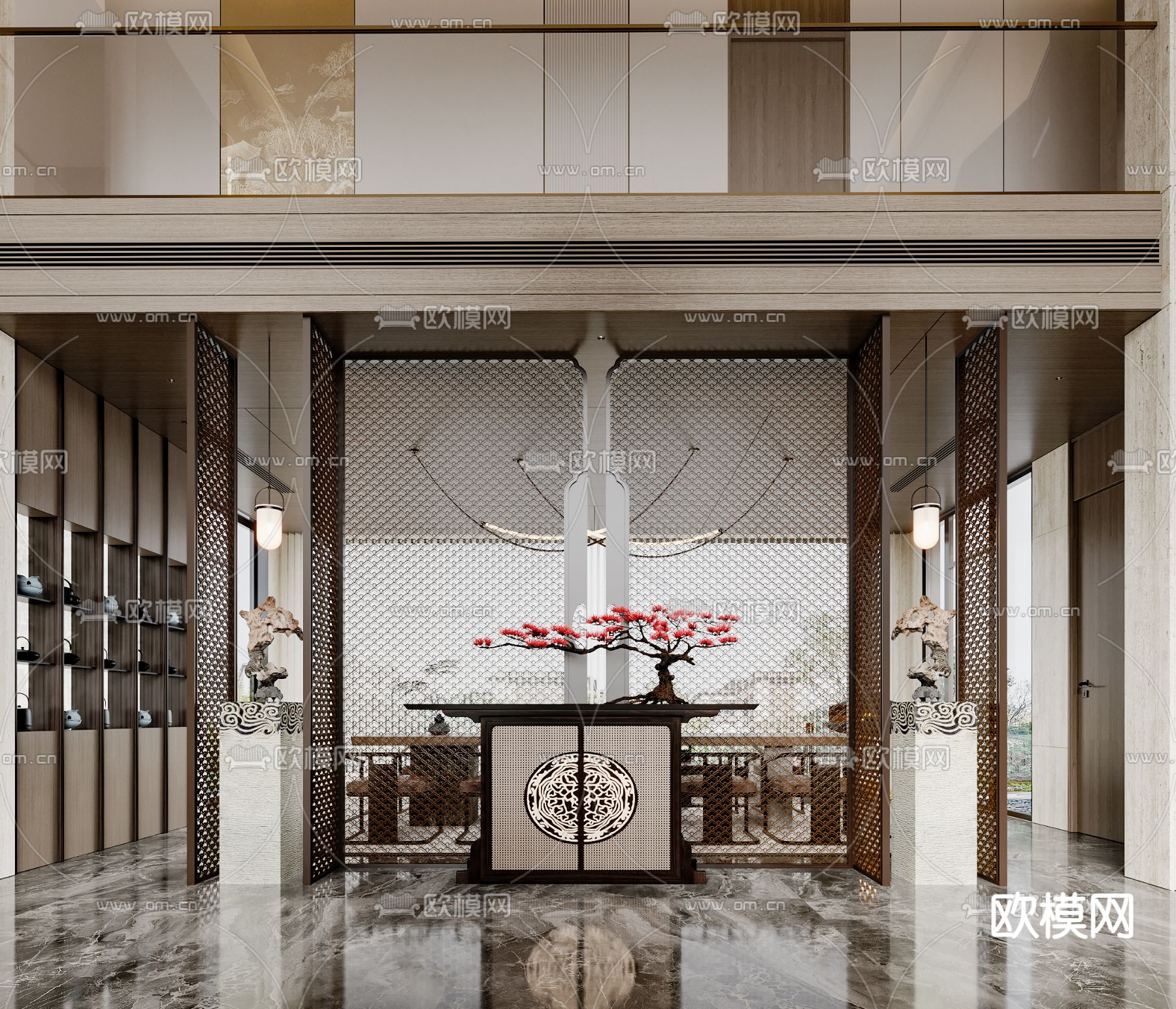 别墅客厅 别墅中空3d模型下载（渲染图7）