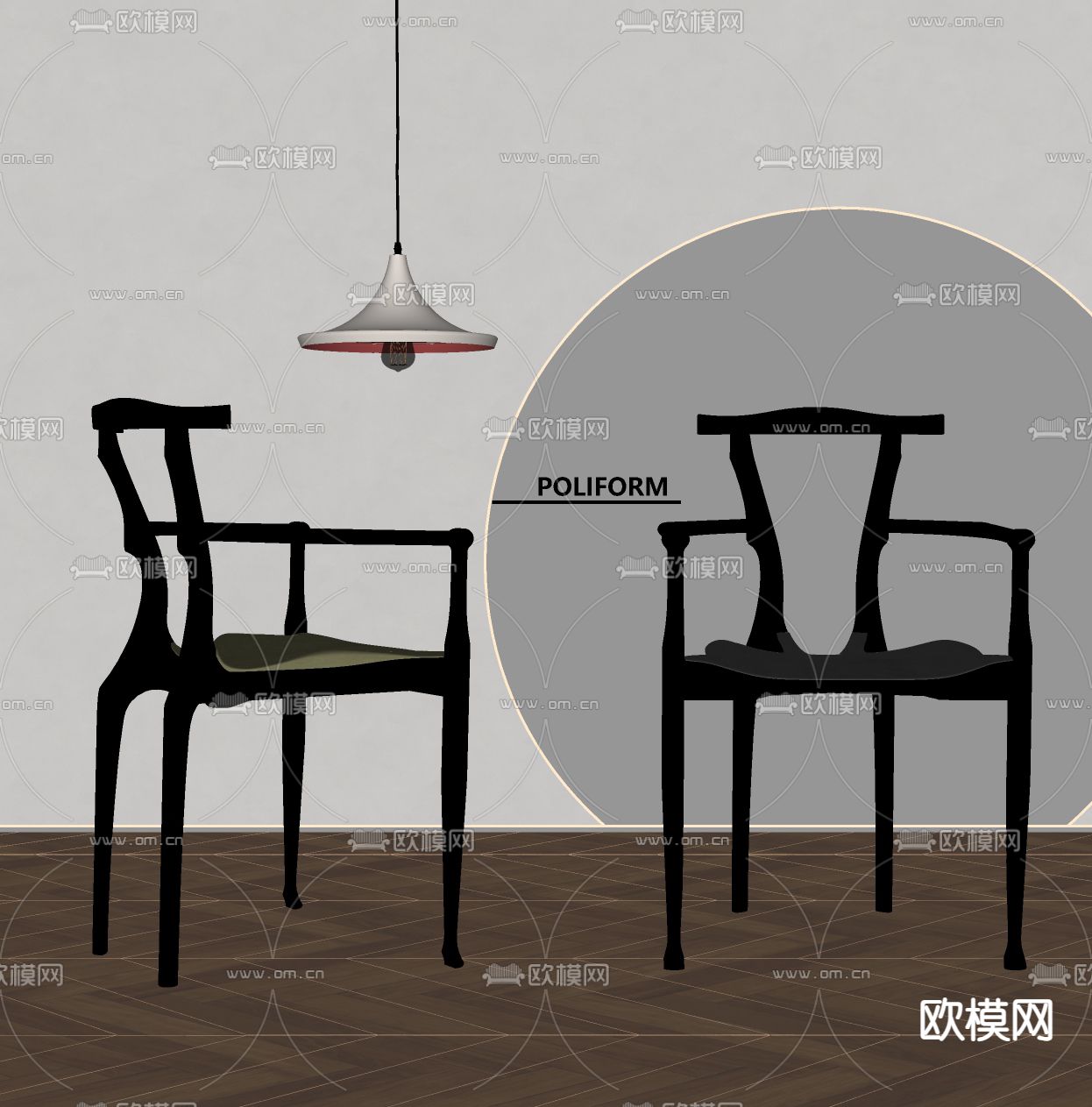 Poliform 餐椅 单人椅su模型下载（渲染图1）