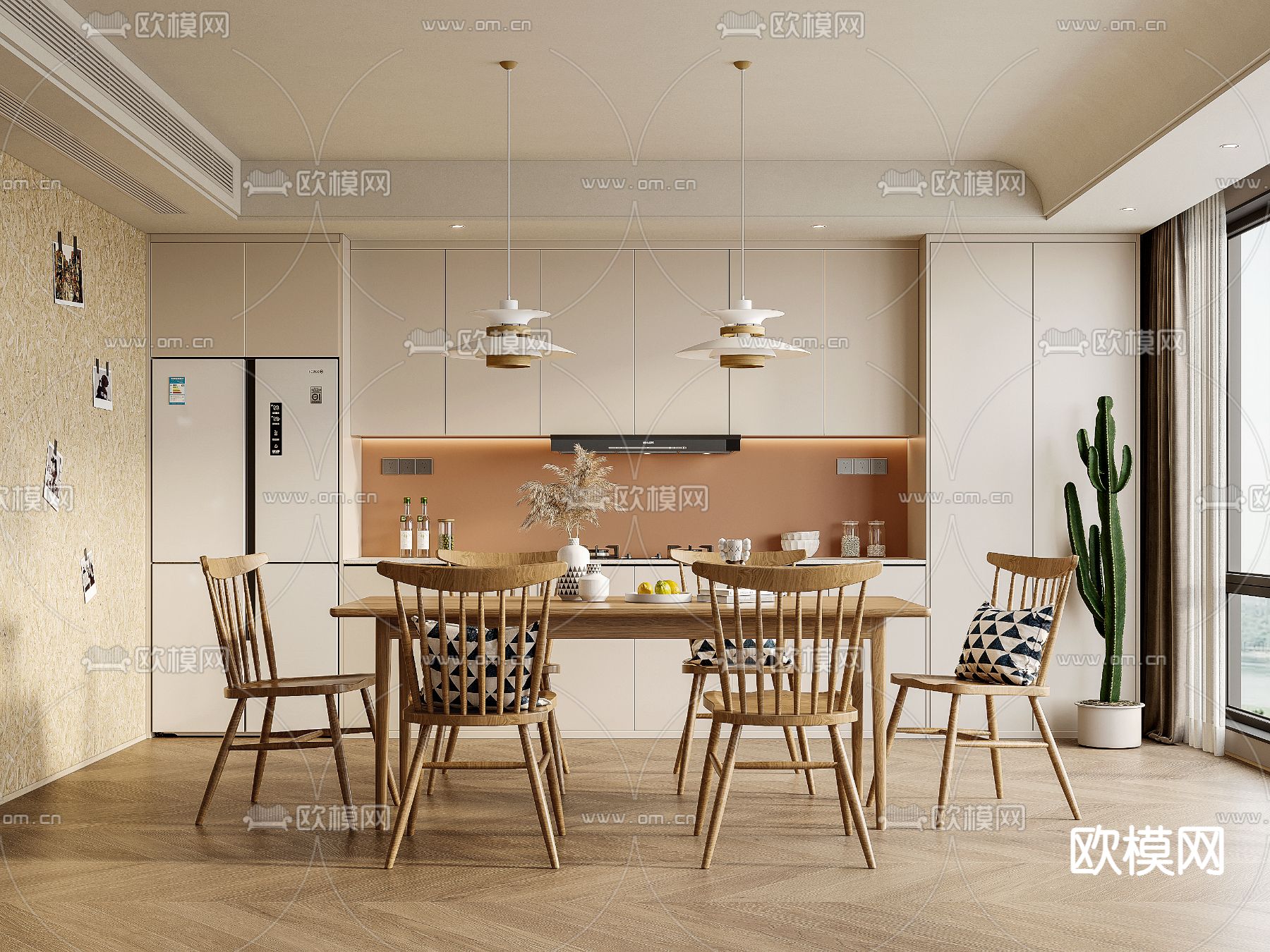 北欧餐厅su模型下载（渲染图2）